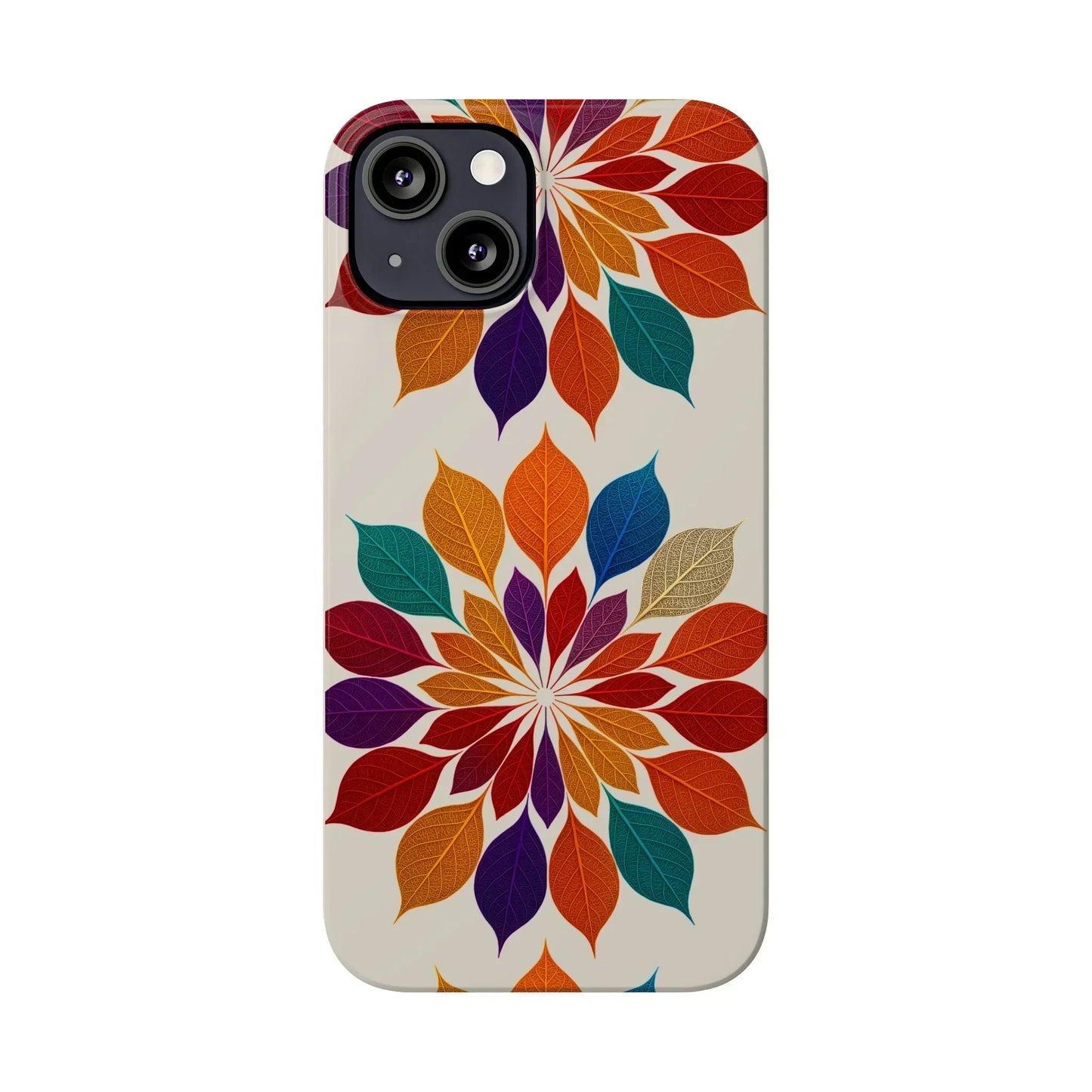 Leaf Mandala Botanical Burst Design Slim Phone Case for iPhone 7-16 Models - KarArmDesign