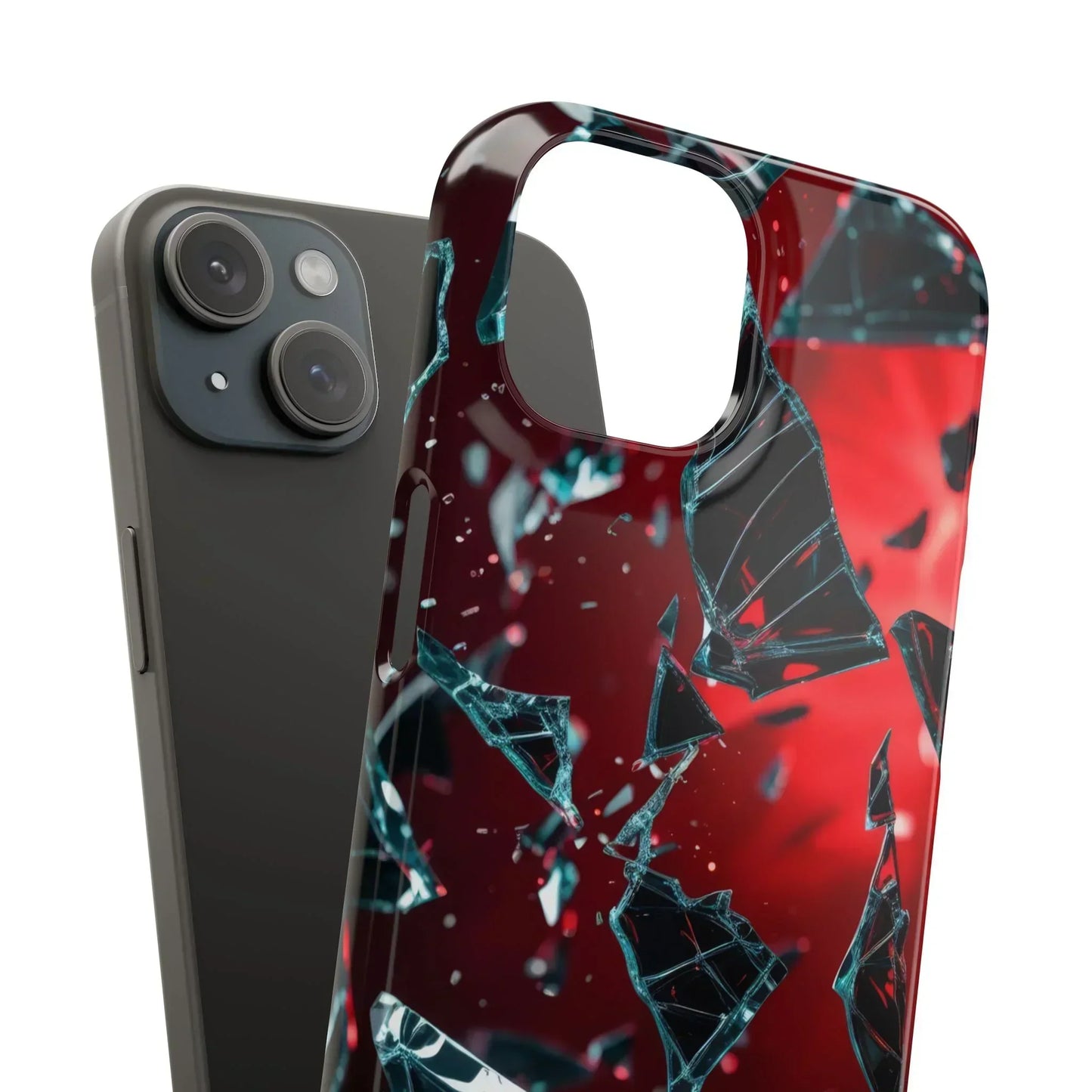 "Crimson Impact" Realistic Glass Shard Snap Phone Case for iPhone 7-16 and Samsung Galaxy S10-S24 Models - KarArmDesign