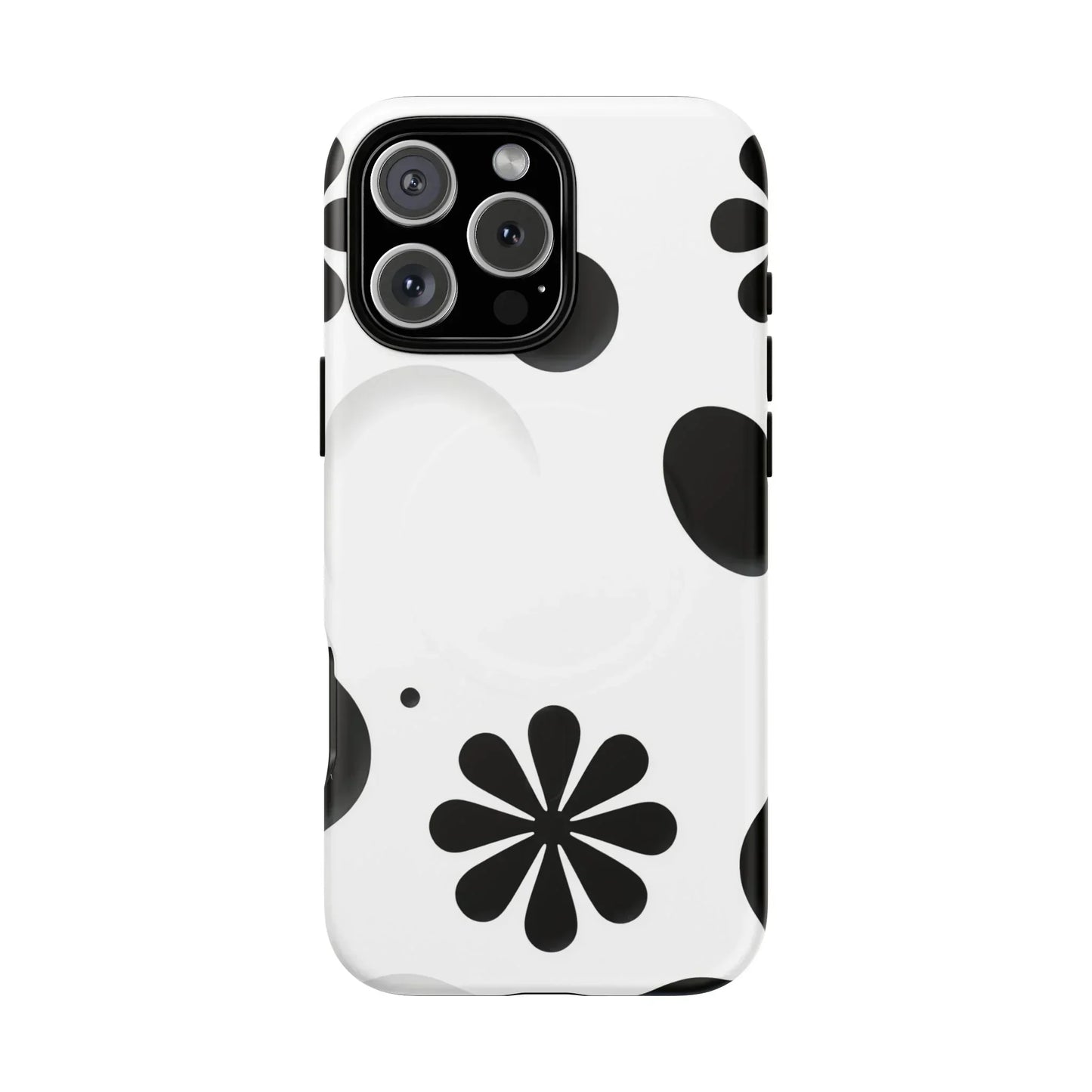 Elegant Black Floral Magnetic Phone Case for iPhone 14-16 Models - KarArmDesign
