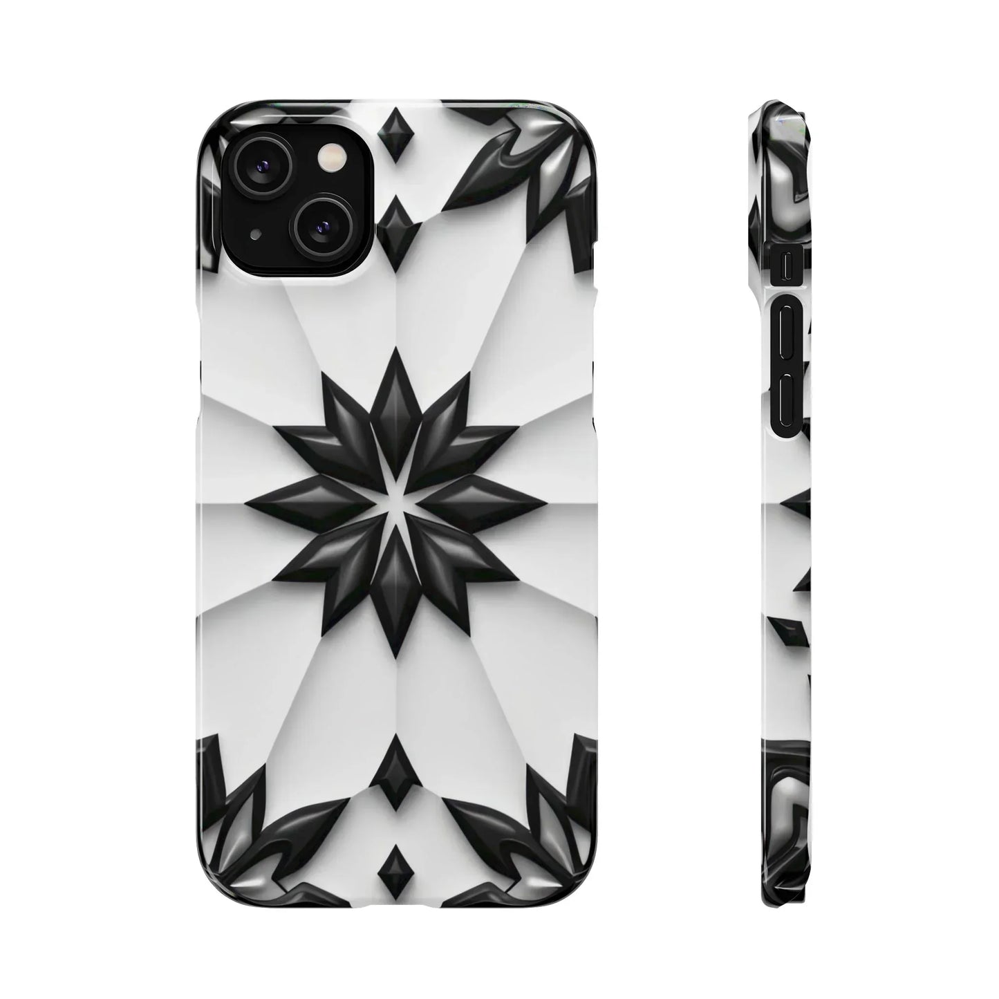 Black and White Geometric Floral Phone Case for iPhone and Samsung Galaxy - KarArmDesign