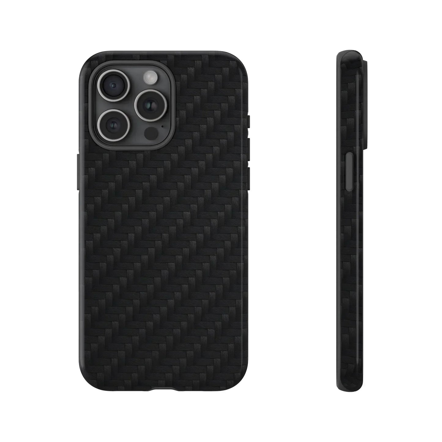 Black Carbon Phone Case Tough Case for iPhone 8-16 and Google Pixel up to 9 Models - KarArmDesign
