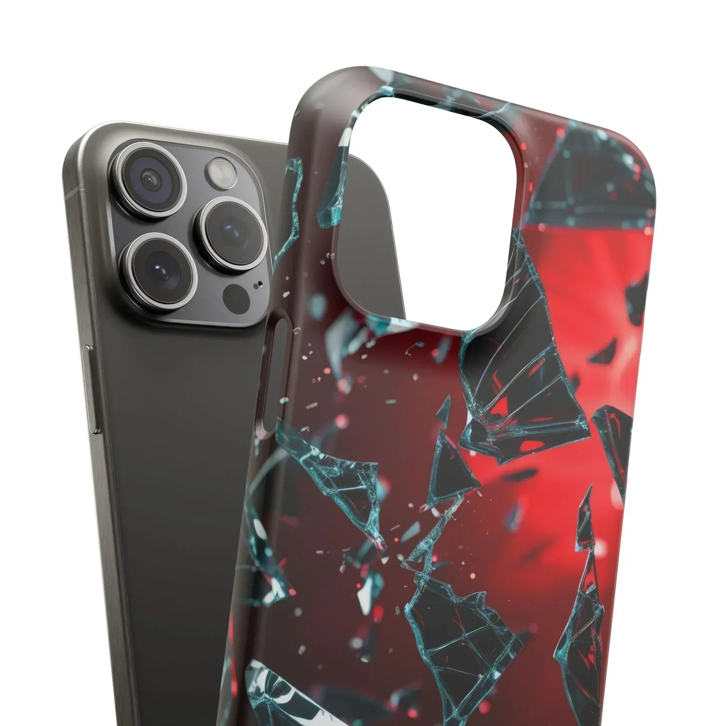 "Crimson Impact" Realistic Glass Shard Snap Phone Case for iPhone 7-16 and Samsung Galaxy S10-S24 Models - KarArmDesign
