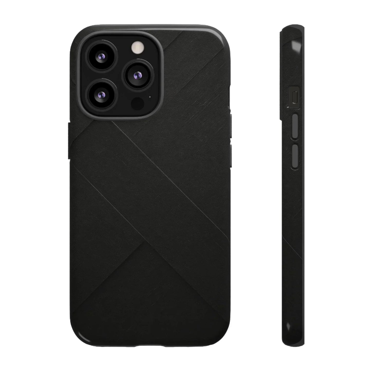 Matte Black Diagonal Line Phone Case for iPhone 8-16 and Galaxy S10-S25 Models - KarArmDesign