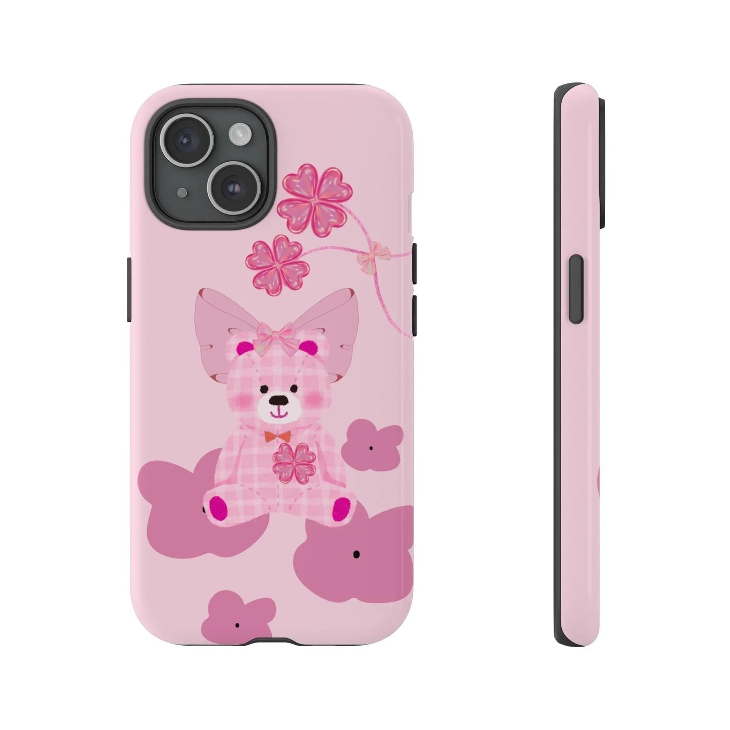 Pink Teddy Bear Phone Cases for iPhone, Pixel and Galaxy Models - KarArmDesign