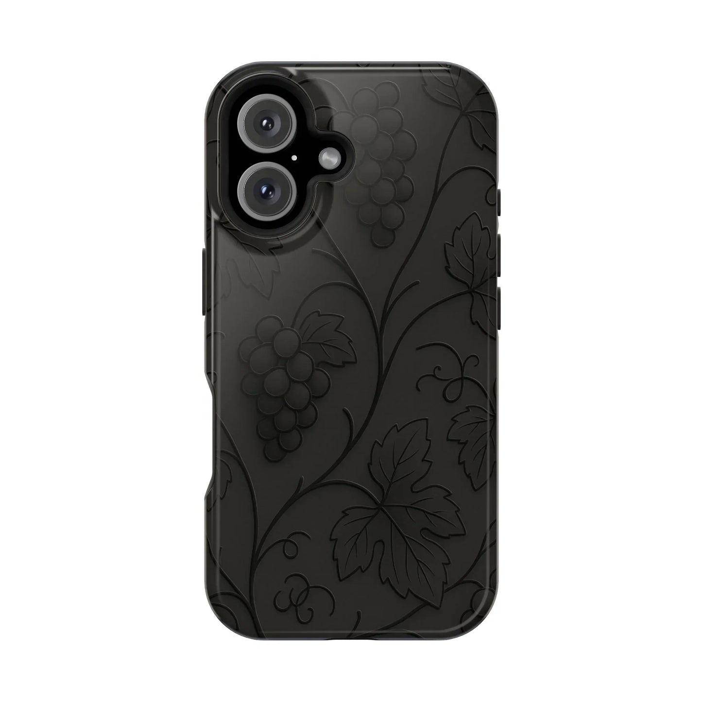 Elegant Embossed Grape Leaf Black Phone Case for iPhone and Galaxy - KarArmDesign