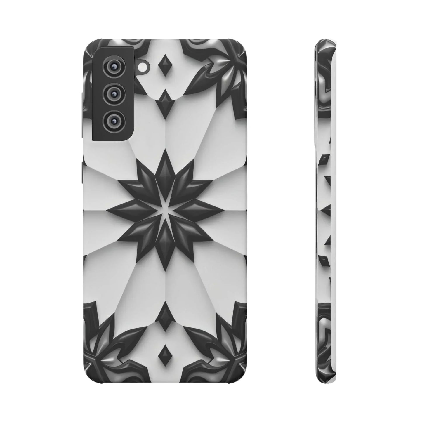 Black and White Geometric Floral Phone Case for iPhone and Samsung Galaxy - KarArmDesign