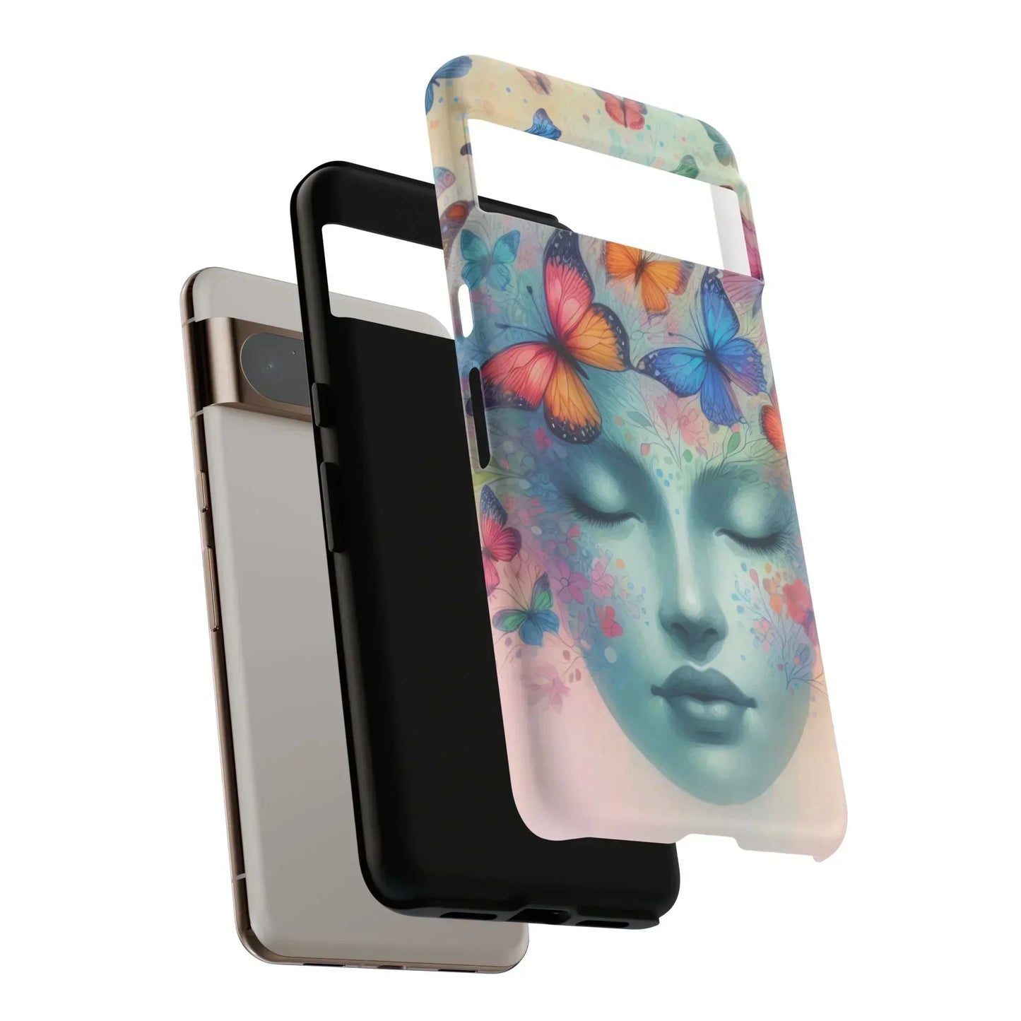 Butterfly Bloom Dreamy Woman Phone Case for Galaxy and Pixel - KarArmDesign