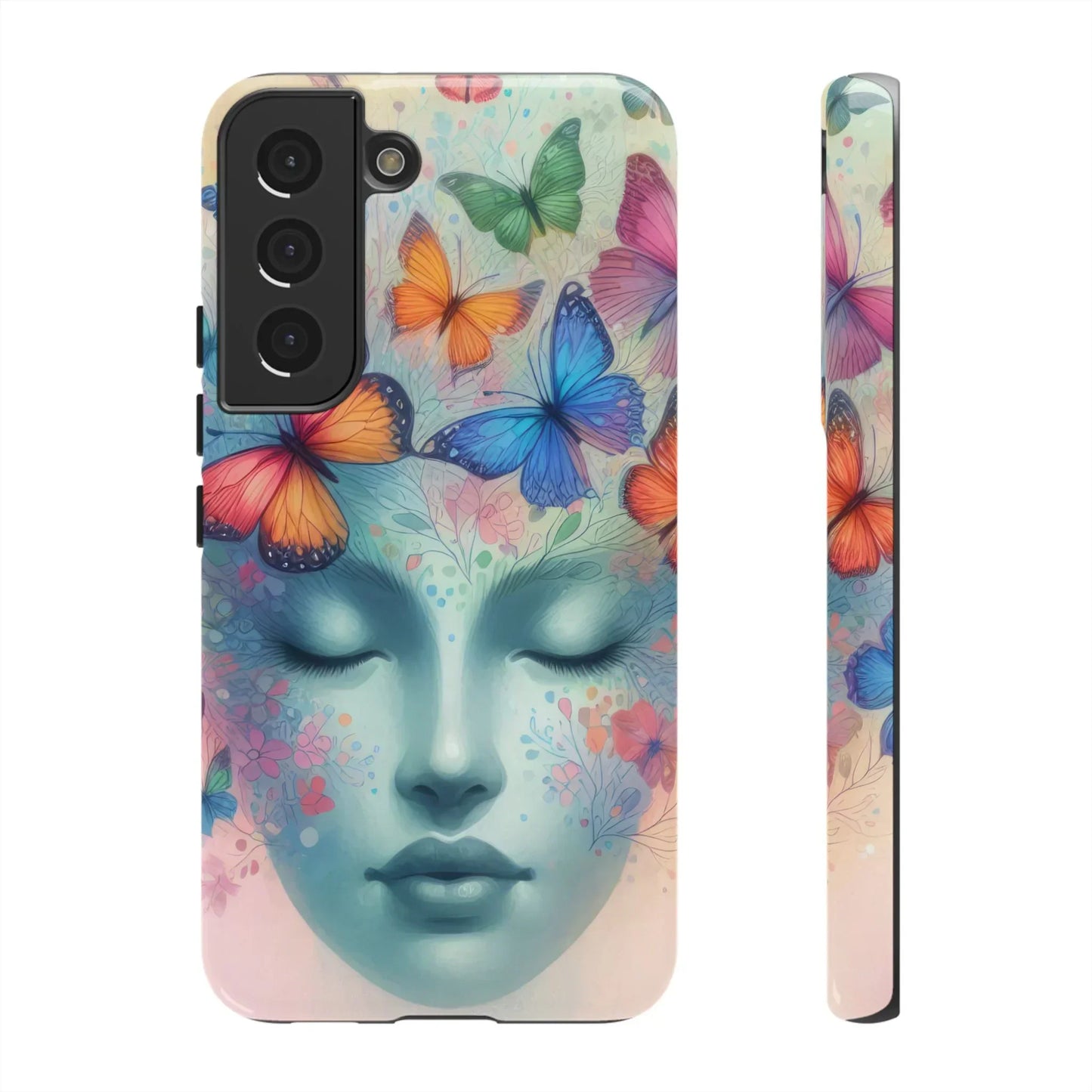 Butterfly Bloom Dreamy Woman Phone Case for Galaxy and Pixel - KarArmDesign