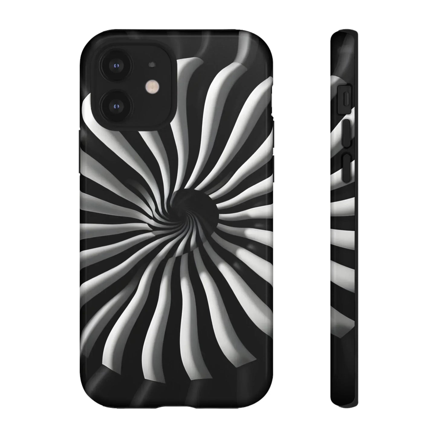 Hypnotic Black and White Spiral Phone Case for iPhone & Galaxy - KarArmDesign