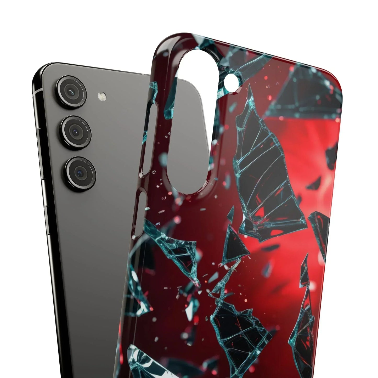 "Crimson Impact" Realistic Glass Shard Snap Phone Case for iPhone 7-16 and Samsung Galaxy S10-S24 Models - KarArmDesign