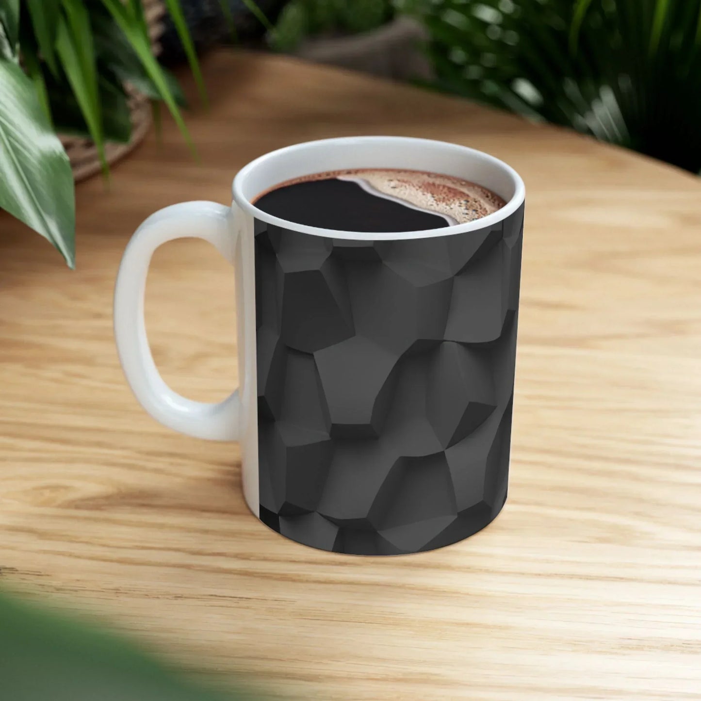 Stylish Black & White Faceted Design Ceramic Mug - 11oz - KarArmDesign
