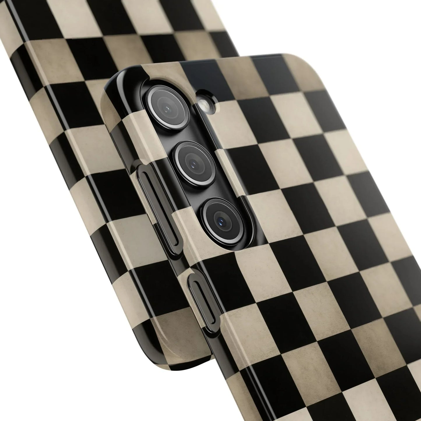 Stylish Matte Checker Phone Case for iPhone 7-16 and Samsung Galaxy S10-S24 Models - KarArmDesign