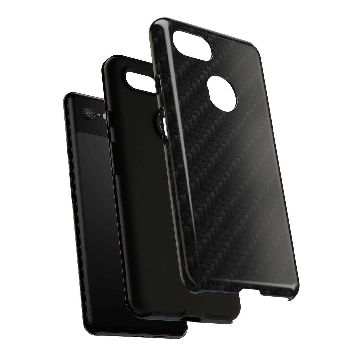 Black Carbon Phone Case Tough Case for iPhone 8-16 and Google Pixel up to 9 Models - KarArmDesign