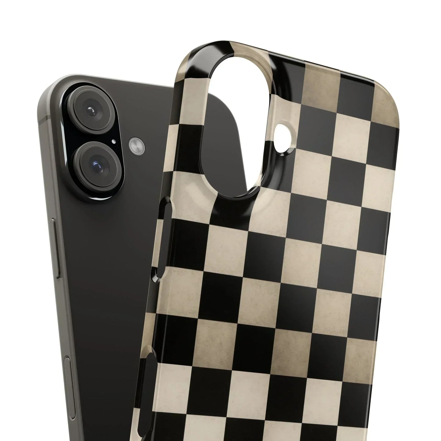 Stylish Matte Checker Phone Case for iPhone 7-16 and Samsung Galaxy S10-S24 Models - KarArmDesign