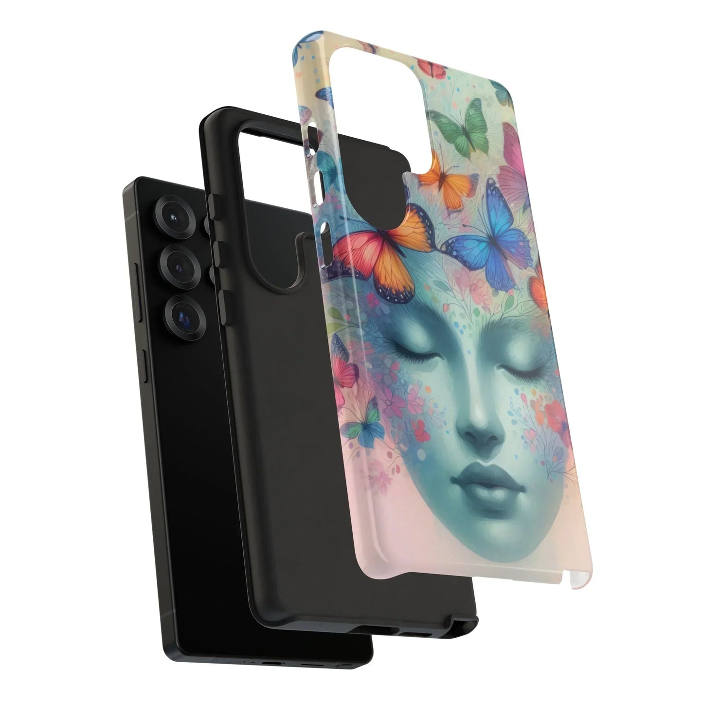 Butterfly Bloom Dreamy Woman Phone Case for Galaxy and Pixel - KarArmDesign
