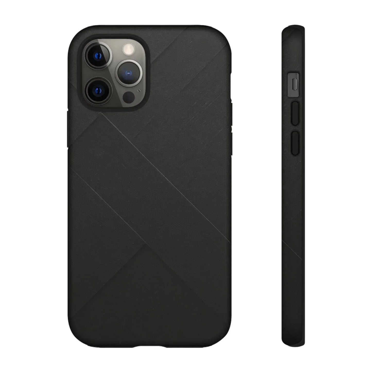 Matte Black Diagonal Line Phone Case for iPhone 8-16 and Galaxy S10-S25 Models - KarArmDesign