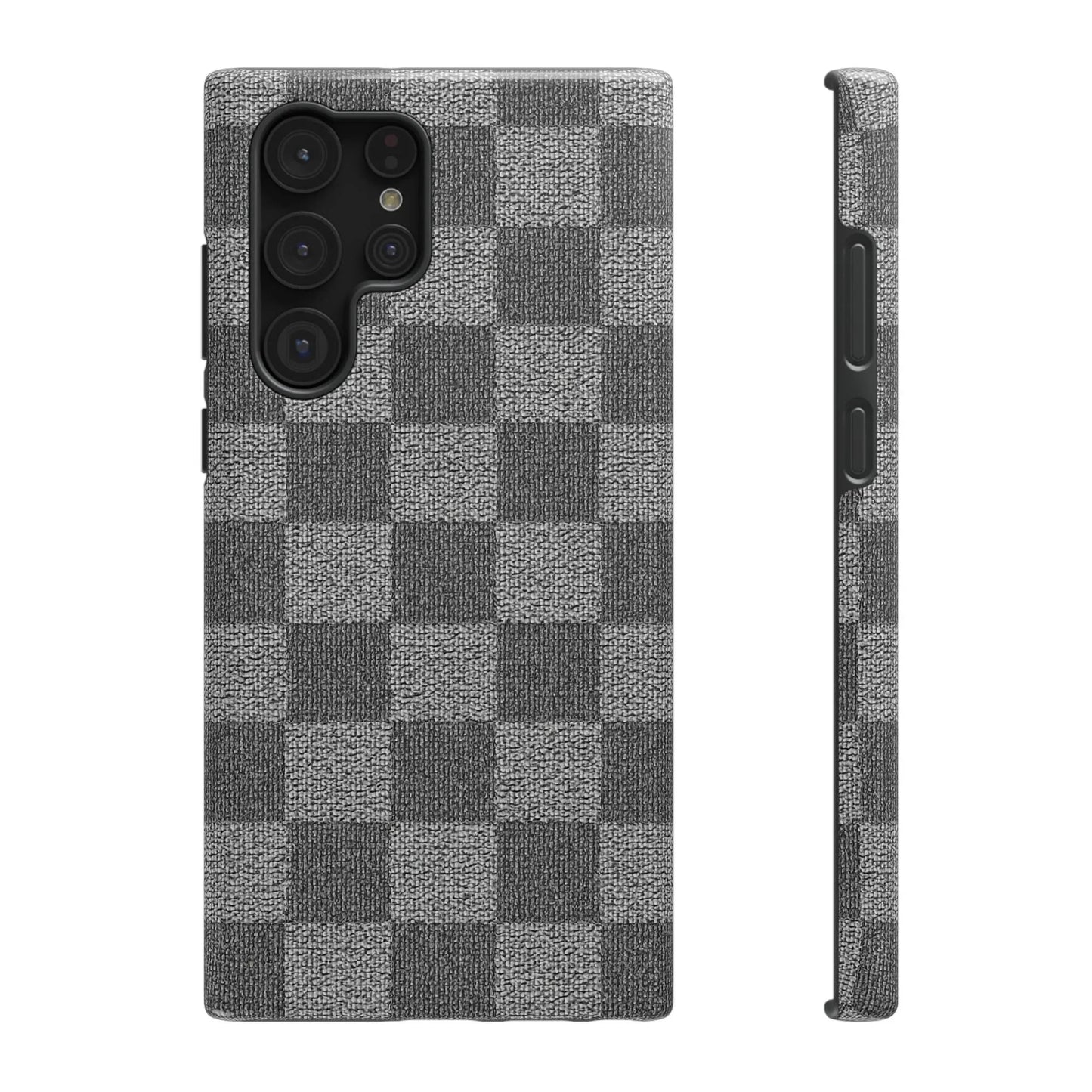 Gray Checkered Phone Case for iPhone 12-16 and Galaxy S21-S22 Models - KarArmDesign