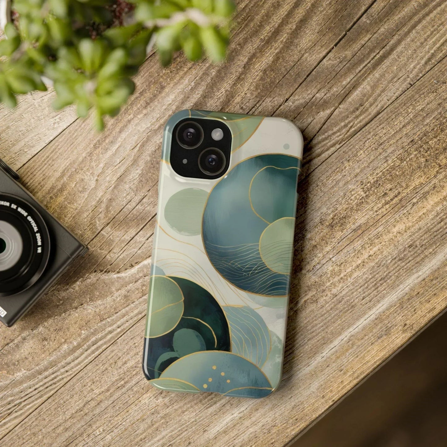 Abstract Teal Slim Phone Case for iPhone 12-16 Models - KarArmDesign