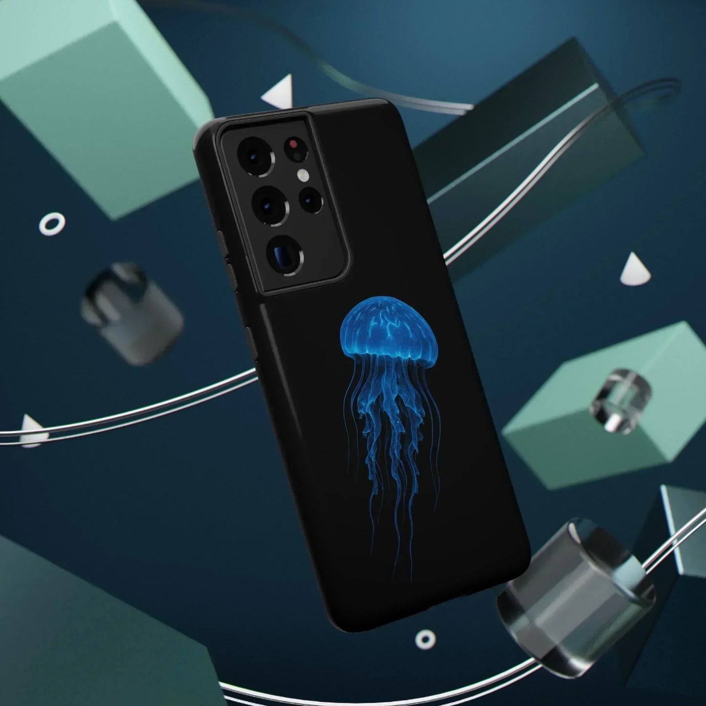 Blue Jellyfish Phone Case for iPhone 12-16 and Samsung Galaxy S21-S22 Models - KarArmDesign