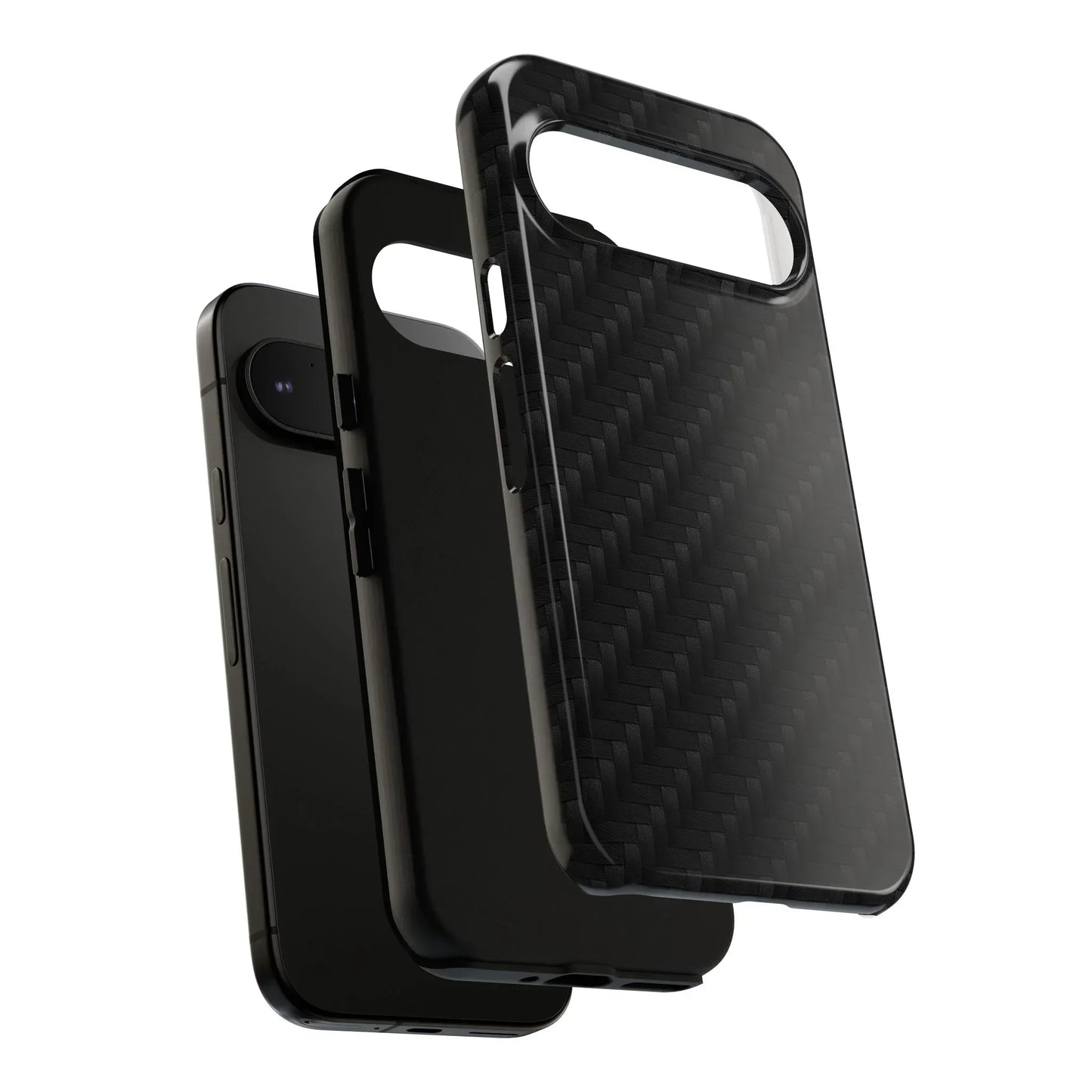 Black Carbon Phone Case Tough Case for iPhone 8-16 and Google Pixel up to 9 Models - KarArmDesign