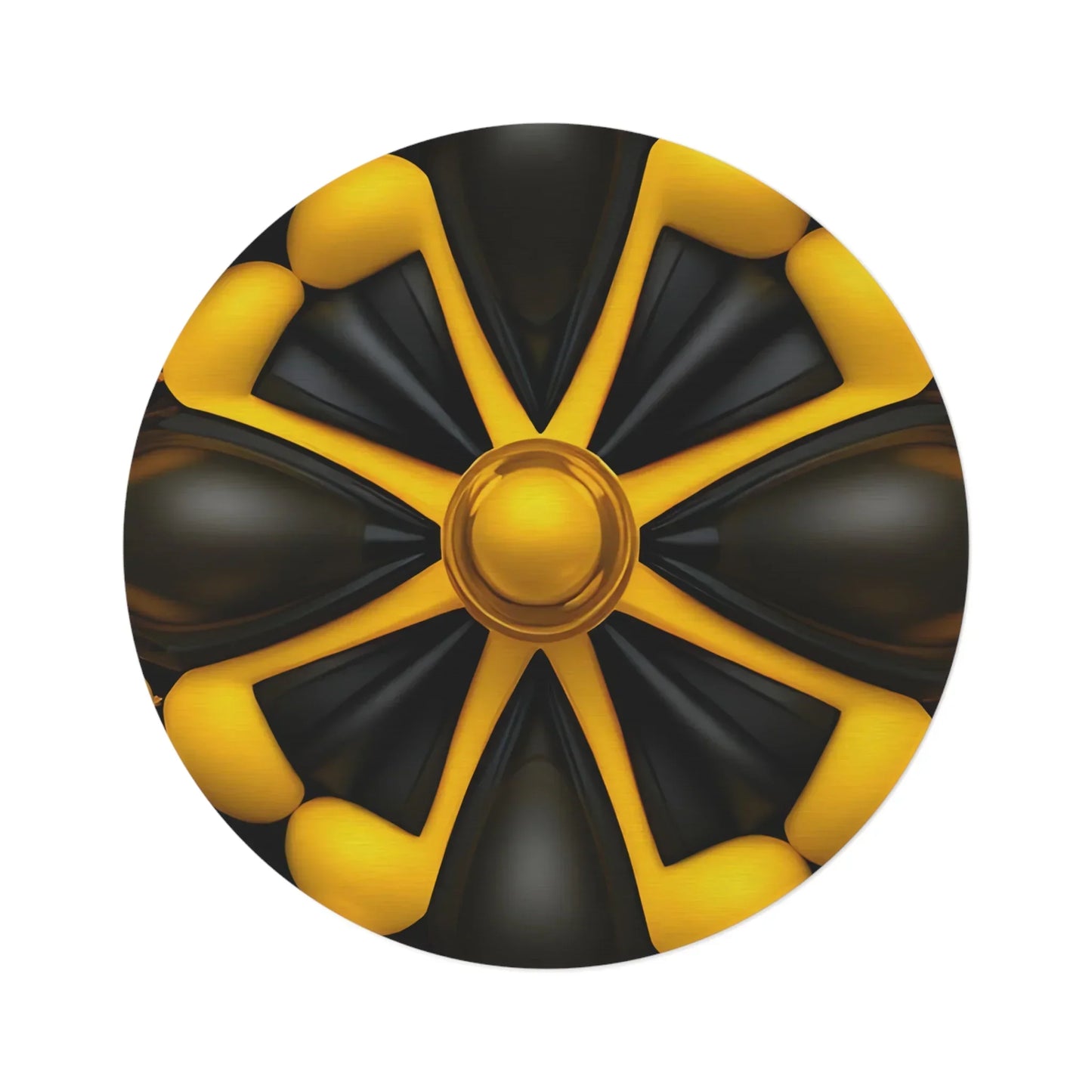 Black and Yellow Geometric Round Rug – Bold Statement for Modern Floors - KarArmDesign