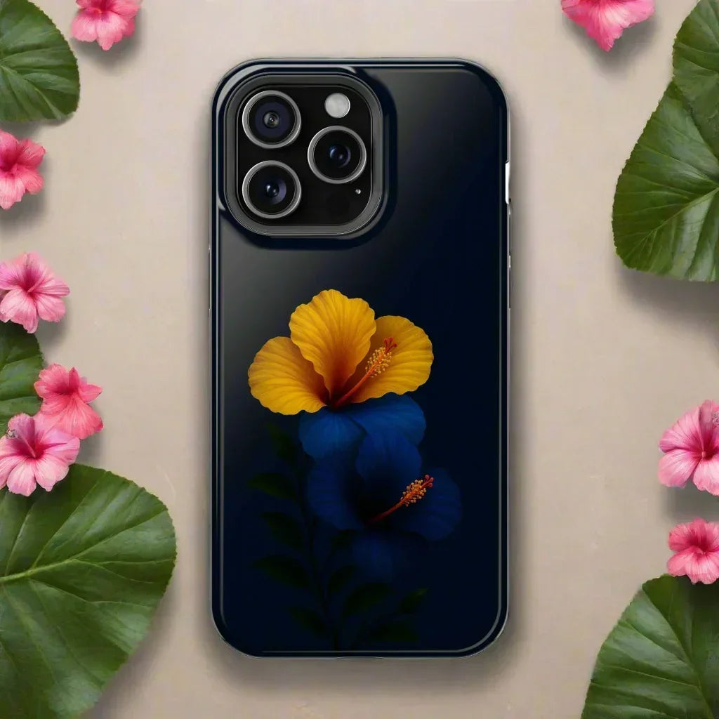 Elegant hibiscus phone case Impact-Resistant Cases for iPhone 12-16 and Samsung Galaxy S21-S22 Models - KarArmDesign