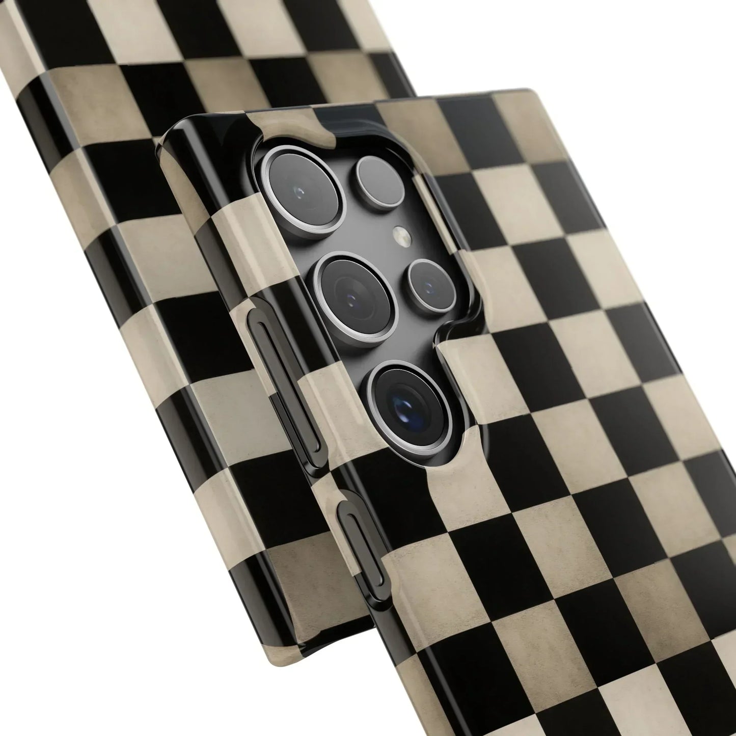 Stylish Matte Checker Phone Case for iPhone 7-16 and Samsung Galaxy S10-S24 Models - KarArmDesign