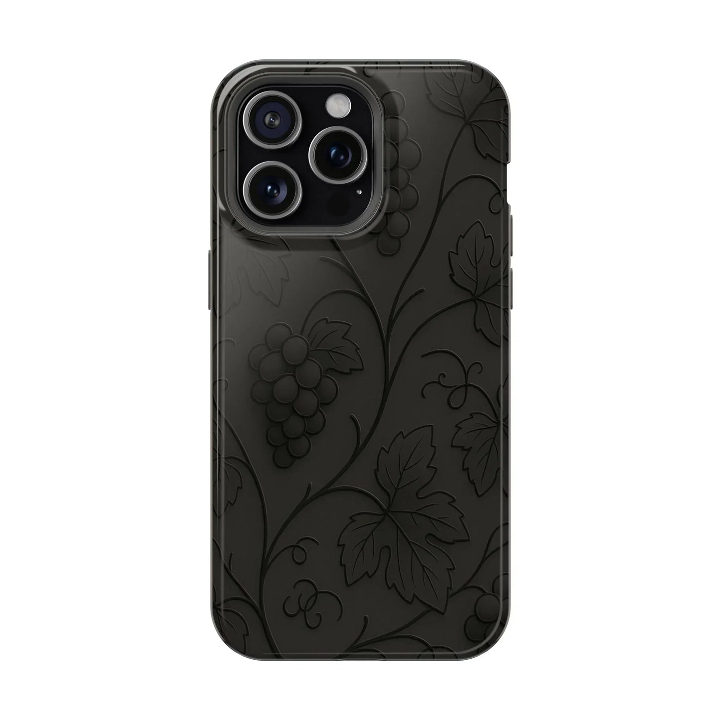 Elegant Embossed Grape Leaf Black Phone Case for iPhone and Galaxy - KarArmDesign