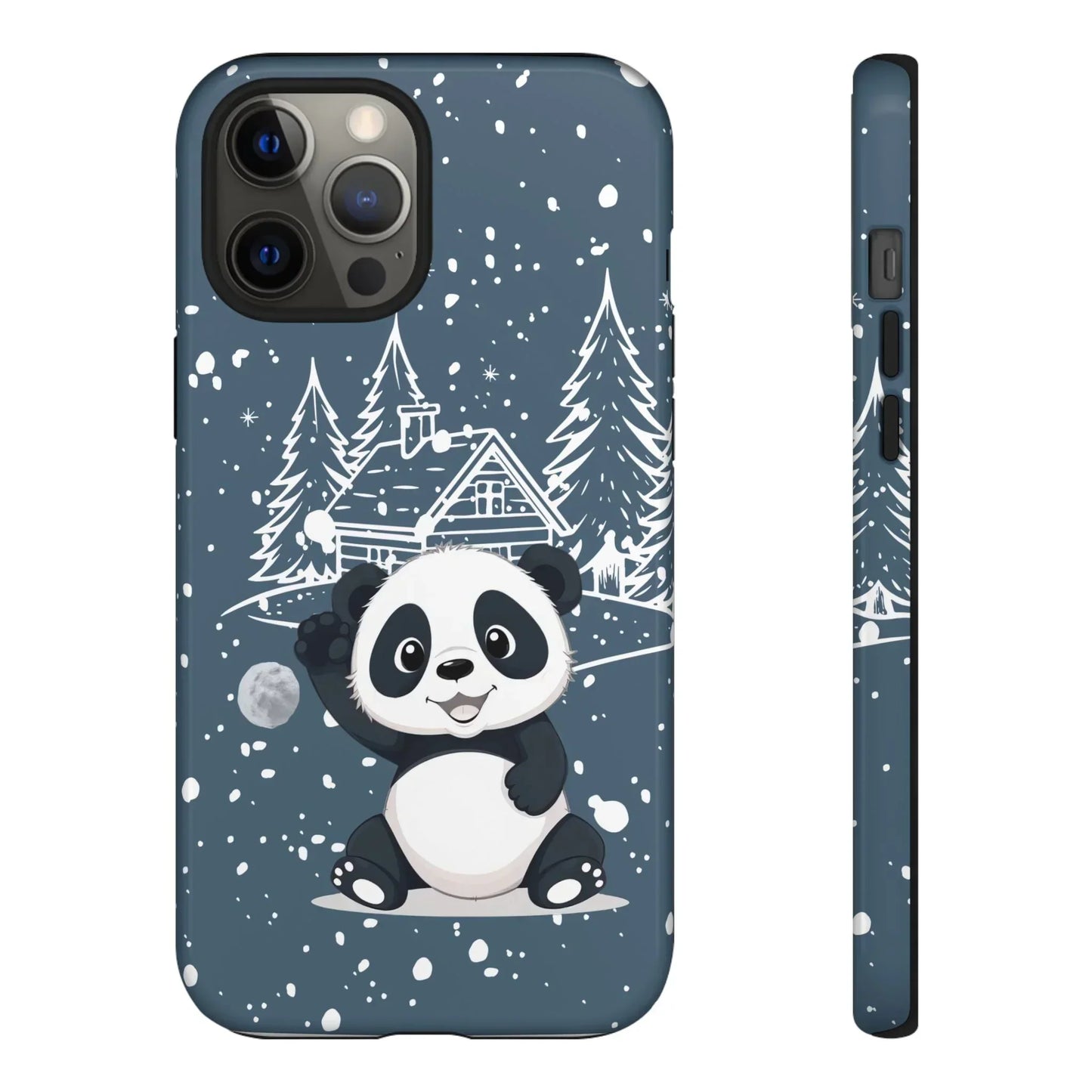 Cute Panda in a Winter Wonderland Phone Case for iPhone 8-16 Models - KarArmDesign