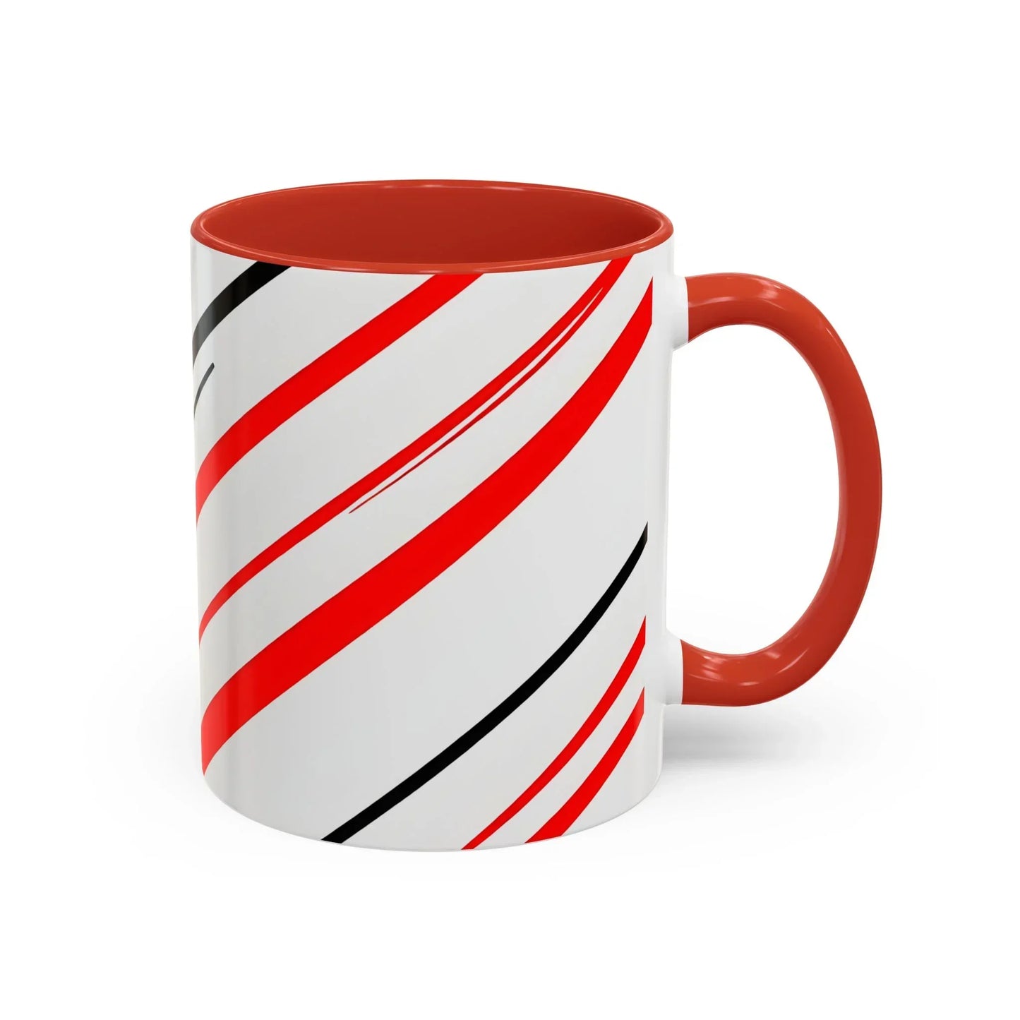 Bold Elegance – Red & Black Swirl Accent Coffee Mug - KarArmDesign