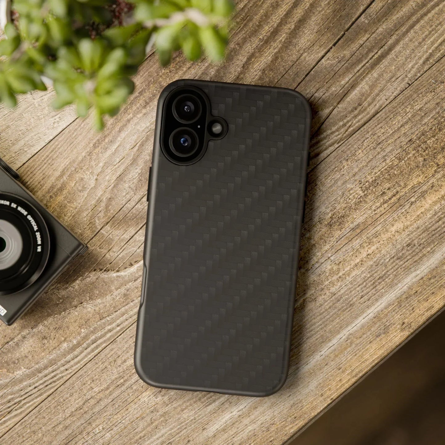 Black Carbon Phone Case Tough Case for iPhone 8-16 and Google Pixel up to 9 Models - KarArmDesign