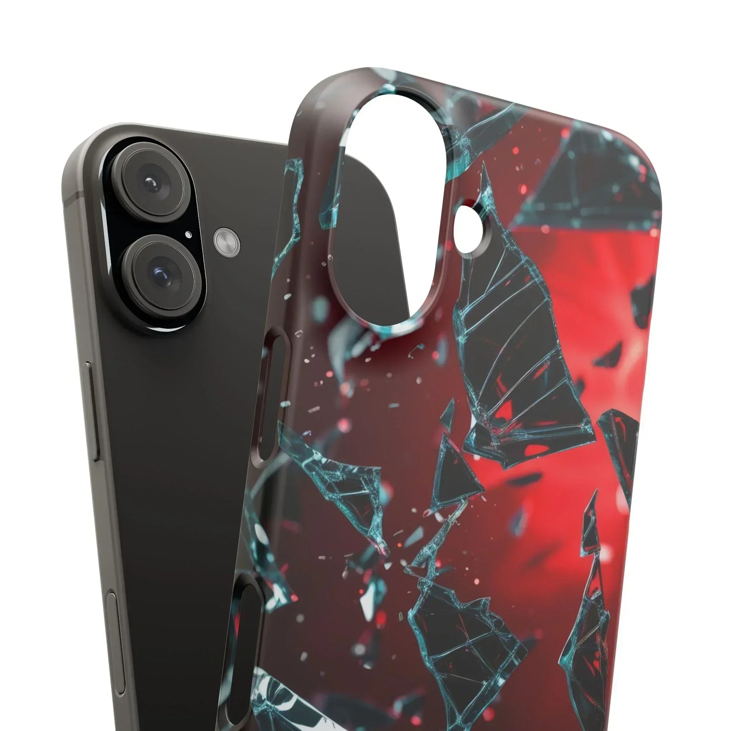 "Crimson Impact" Realistic Glass Shard Snap Phone Case for iPhone 7-16 and Samsung Galaxy S10-S24 Models - KarArmDesign
