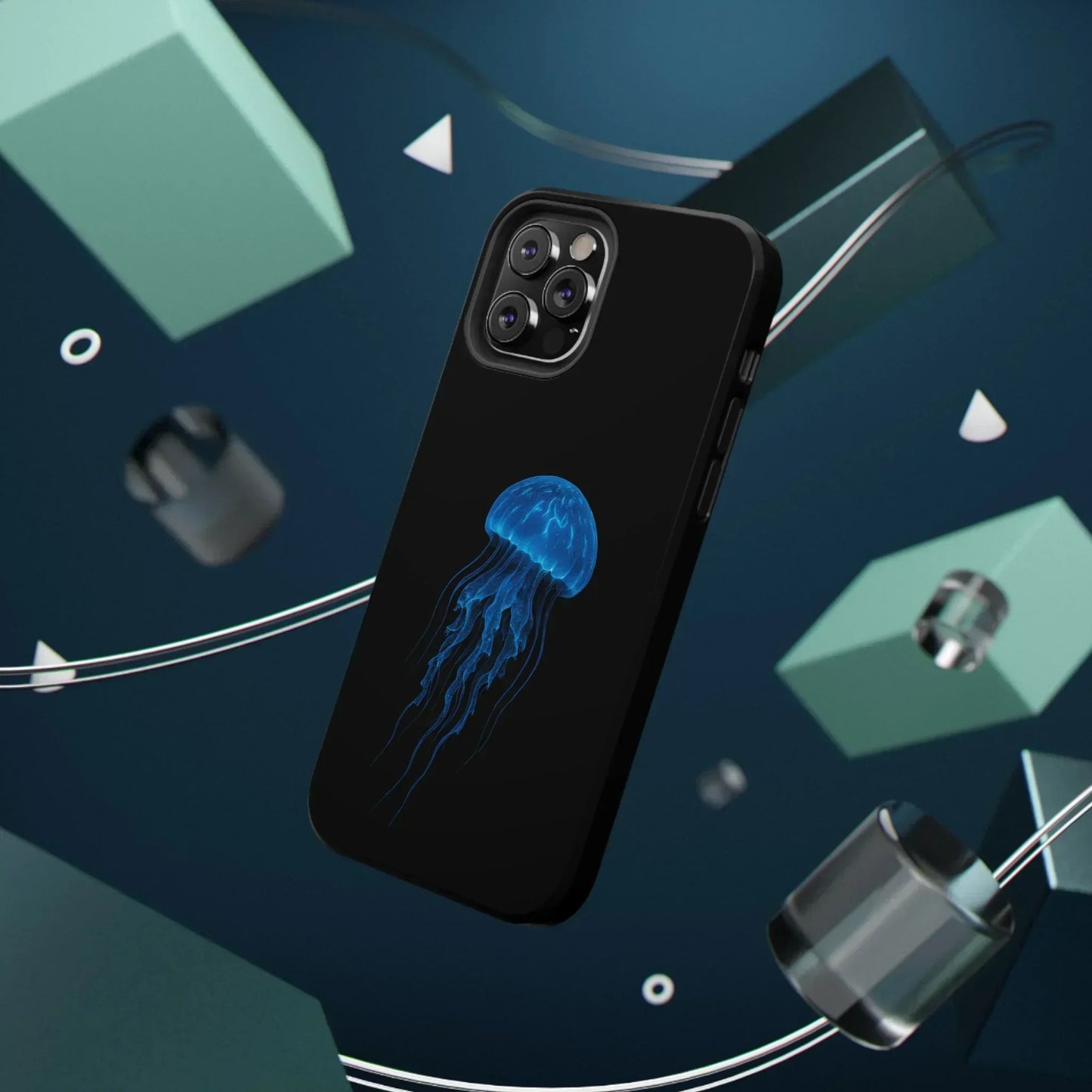 Blue Jellyfish Phone Case for iPhone 12-16 and Samsung Galaxy S21-S22 Models - KarArmDesign
