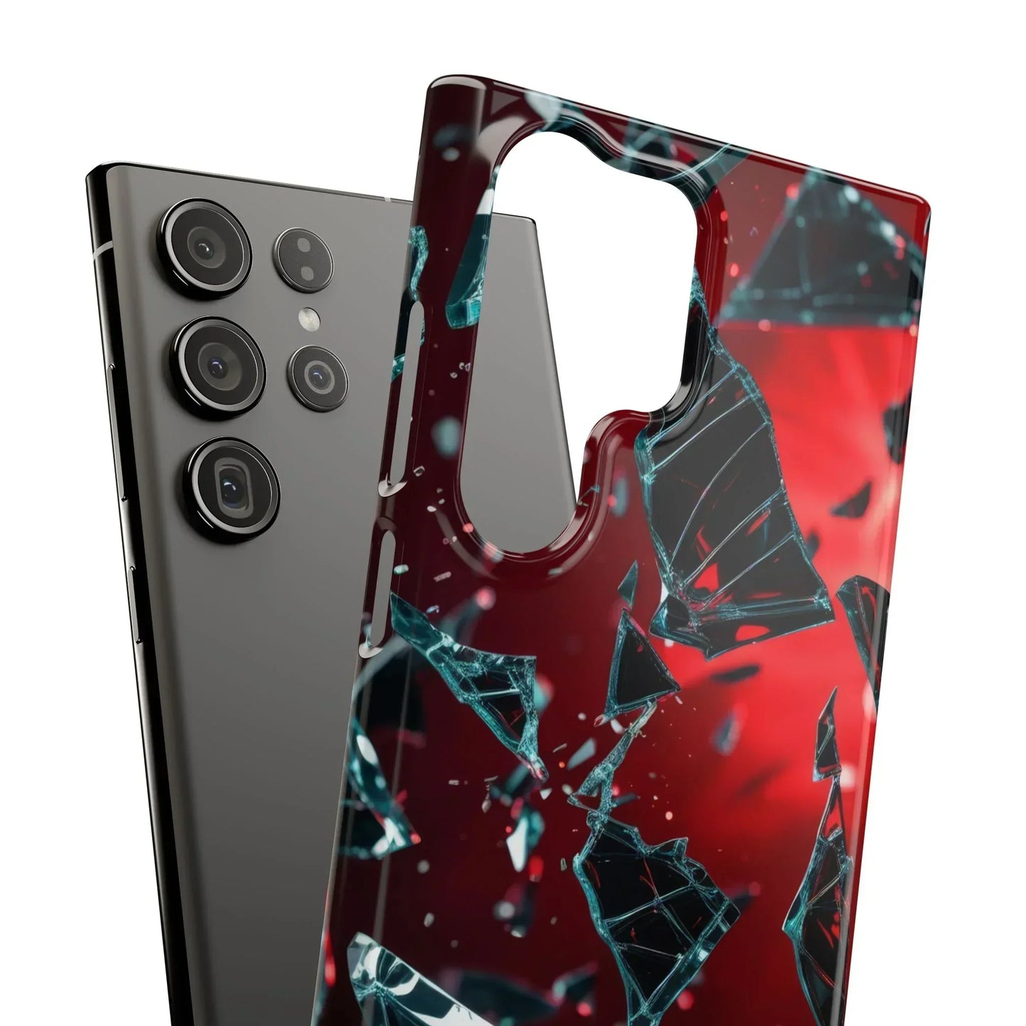 "Crimson Impact" Realistic Glass Shard Snap Phone Case for iPhone 7-16 and Samsung Galaxy S10-S24 Models - KarArmDesign
