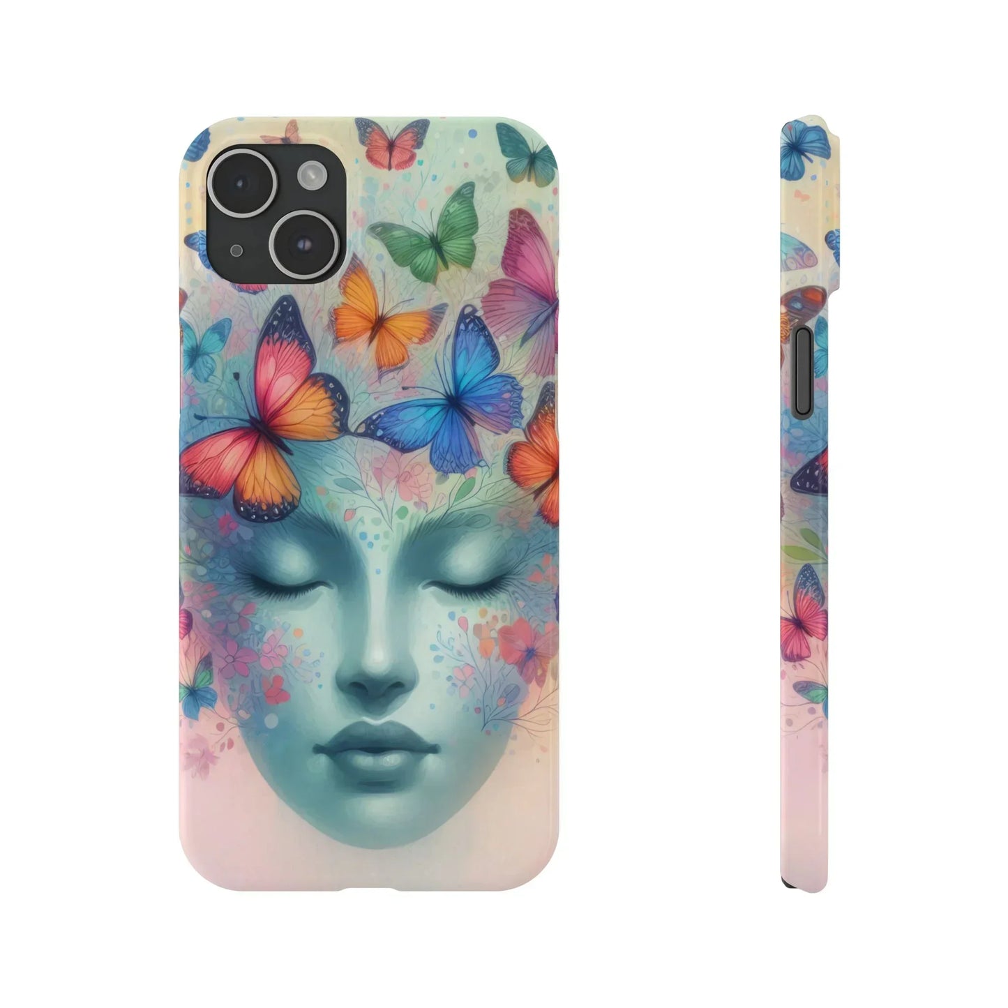 Butterfly Bloom Dreamy Woman with Closed Eyes Tough Phone Case for iPhone - KarArmDesign