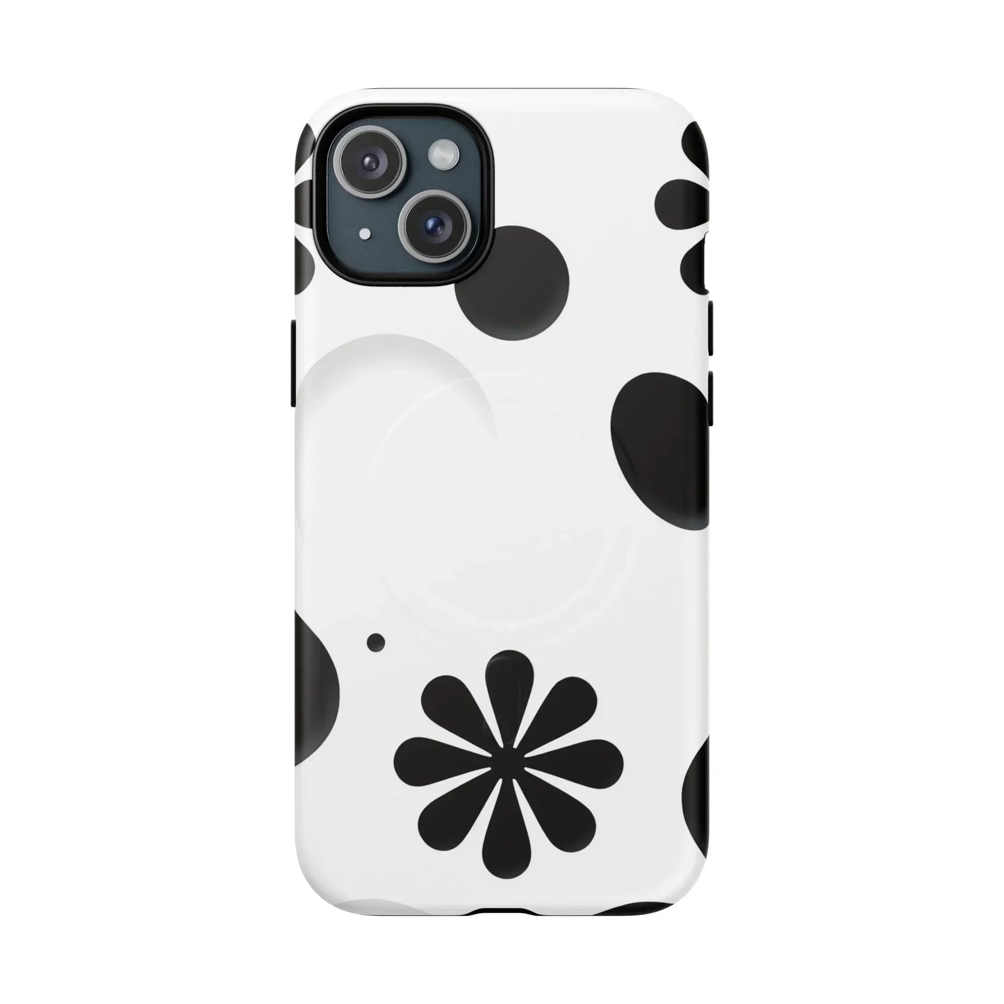 Elegant Black Floral Magnetic Phone Case for iPhone 14-16 Models - KarArmDesign
