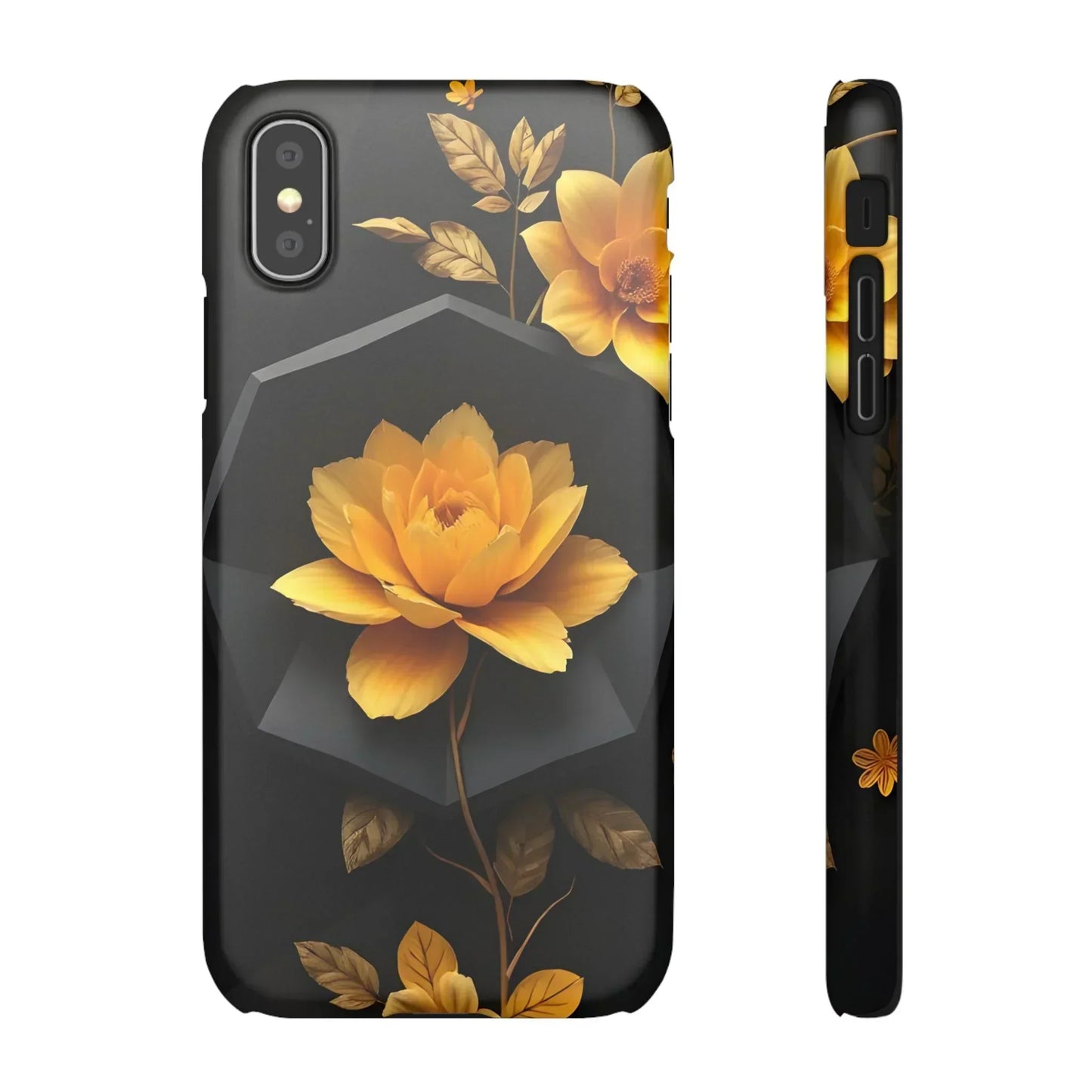 Yellow Floral Phone Case for iPhone 7-16 and Samsung Galaxy S10-S24 Models - KarArmDesign