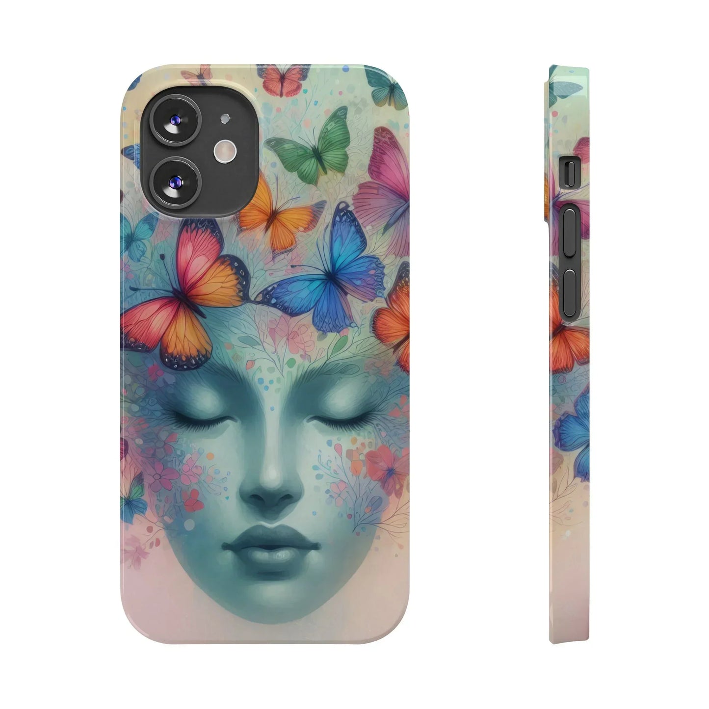 Butterfly Bloom Dreamy Woman with Closed Eyes Tough Phone Case for iPhone - KarArmDesign