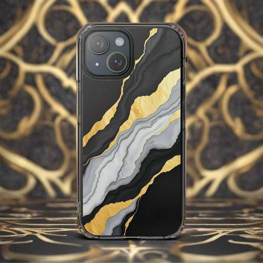 Luxury Black and Gold Marble Magnetic Phone Case for iPhone 14-16 Models - KarArmDesign