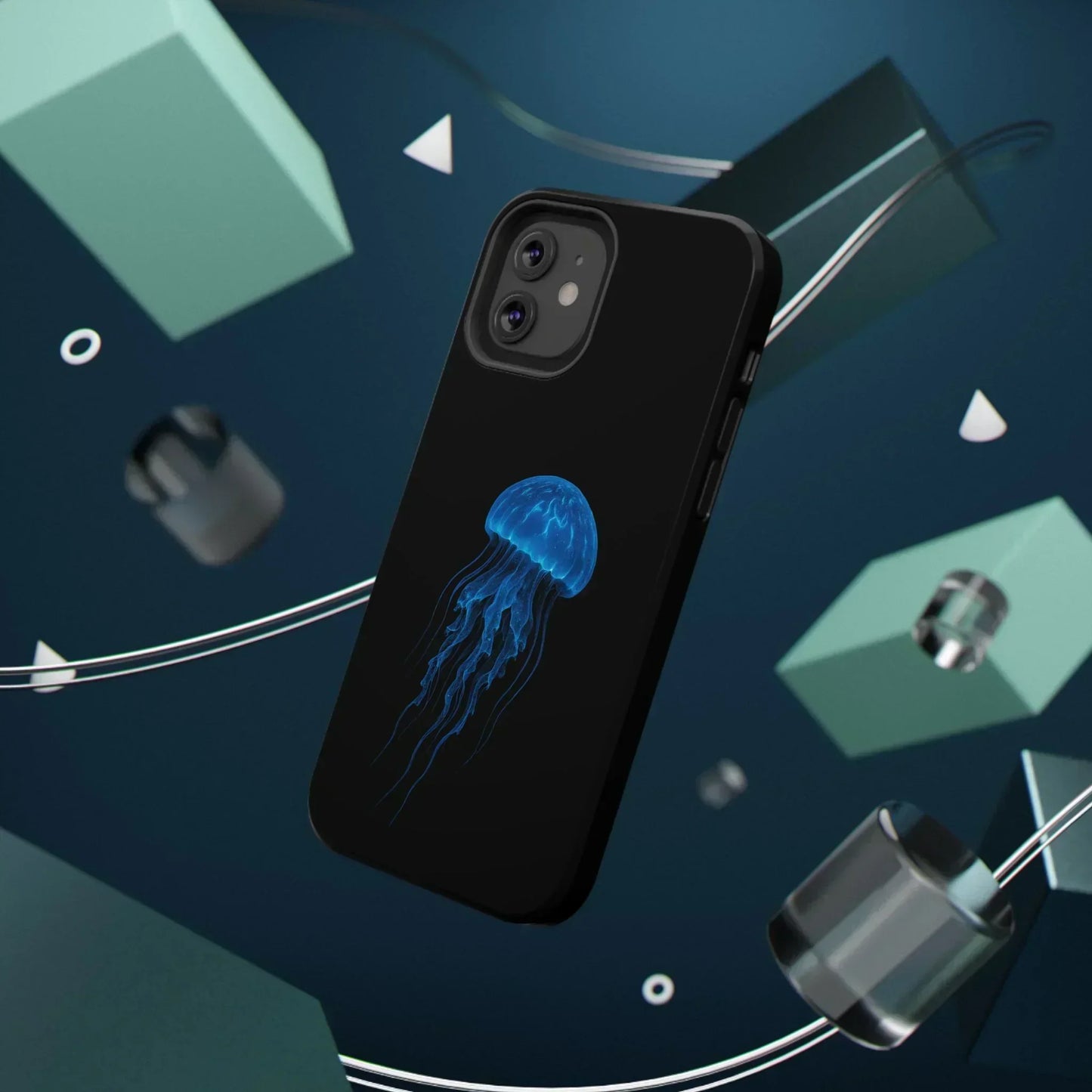 Blue Jellyfish Phone Case for iPhone 12-16 and Samsung Galaxy S21-S22 Models - KarArmDesign