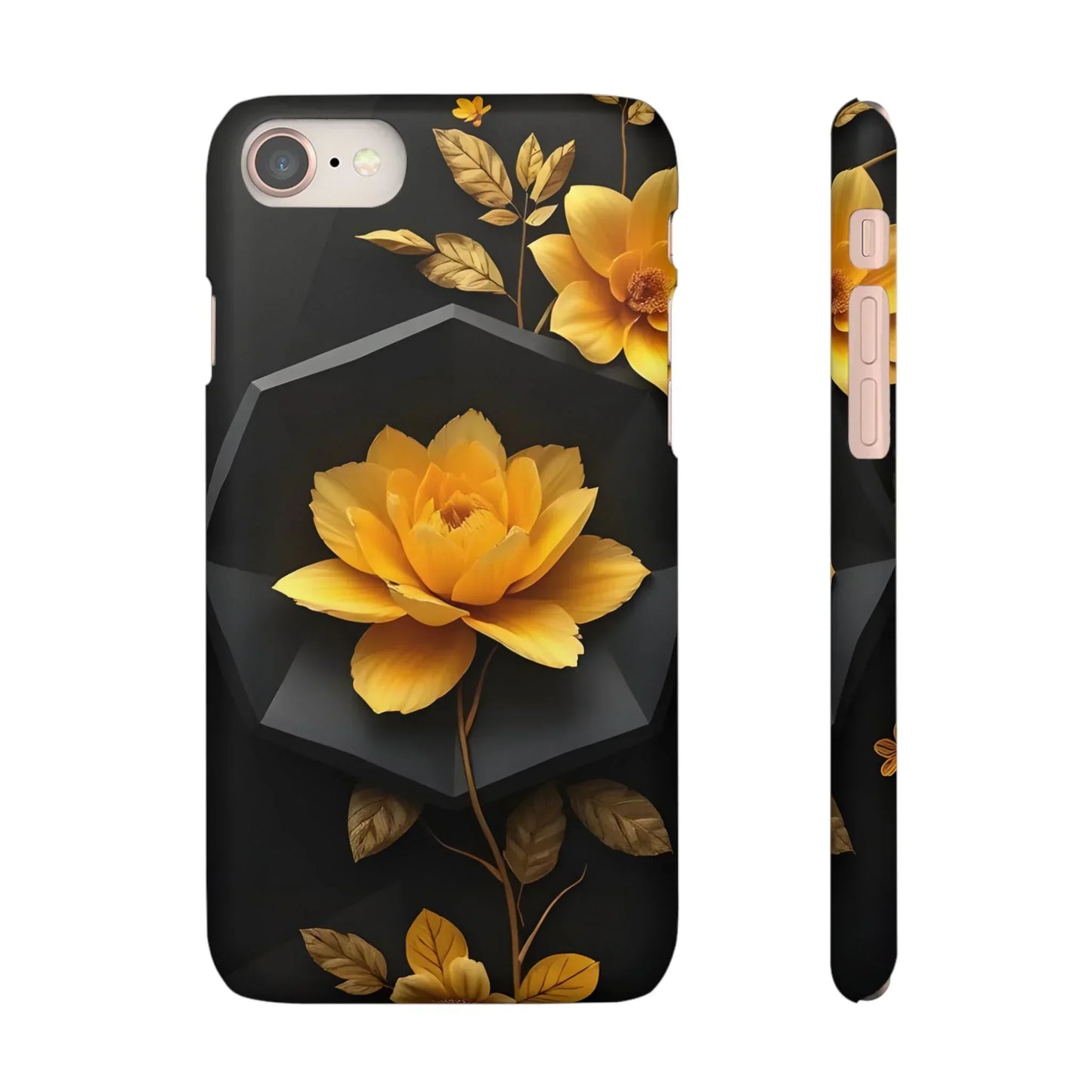 Yellow Floral Phone Case for iPhone 7-16 and Samsung Galaxy S10-S24 Models - KarArmDesign