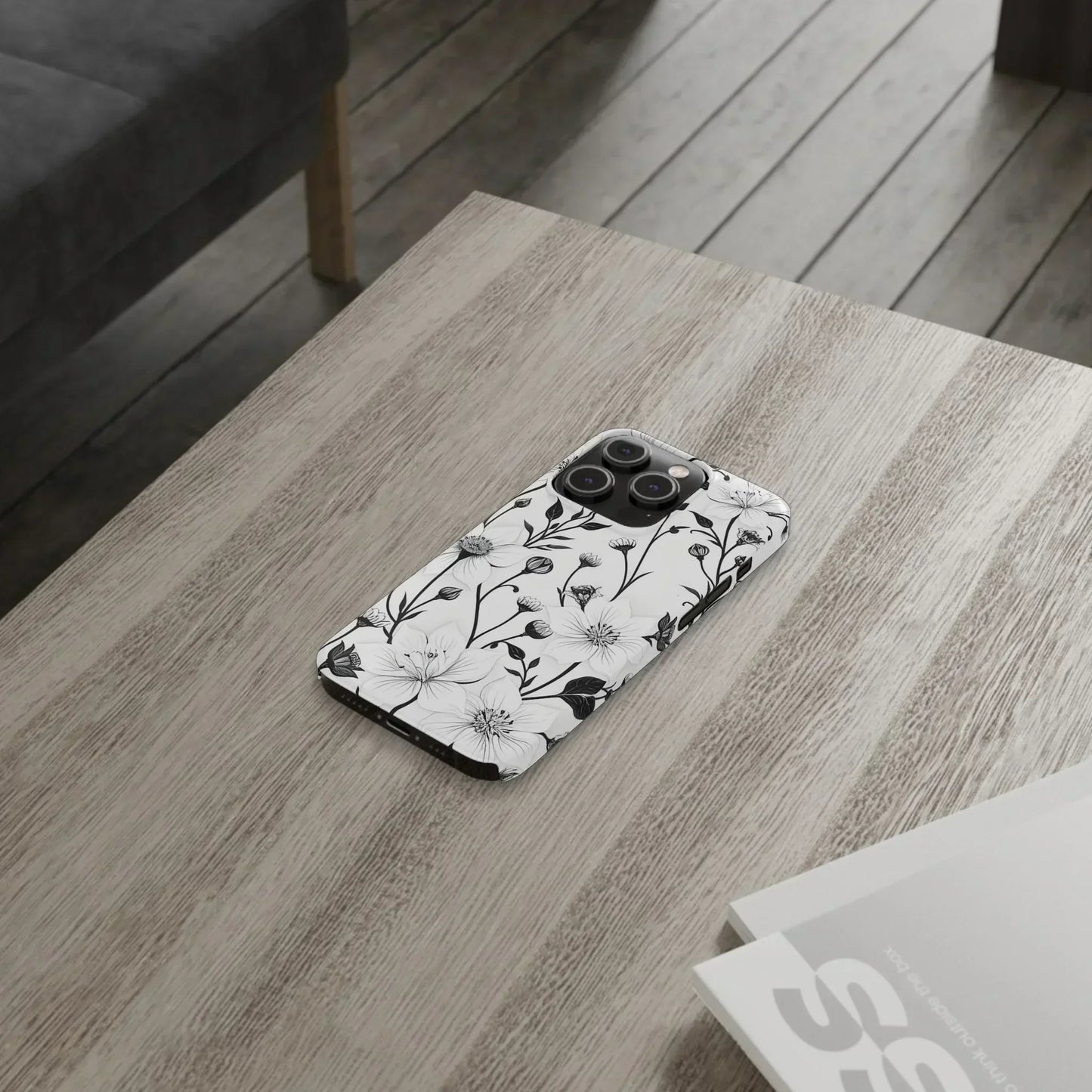 Monochrome Bloom Slim Floral Phone Case for iPhone 7-16 Models - KarArmDesign