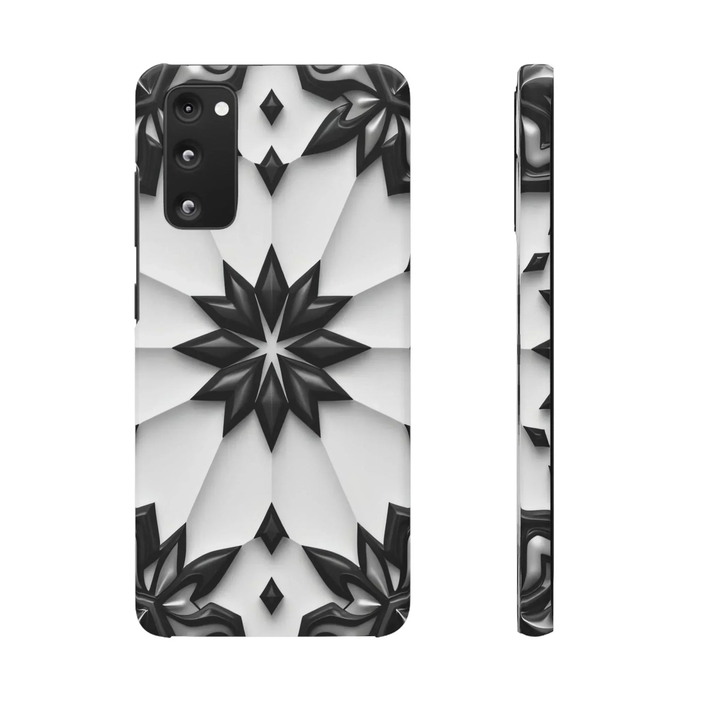 Black and White Geometric Floral Phone Case for iPhone and Samsung Galaxy - KarArmDesign