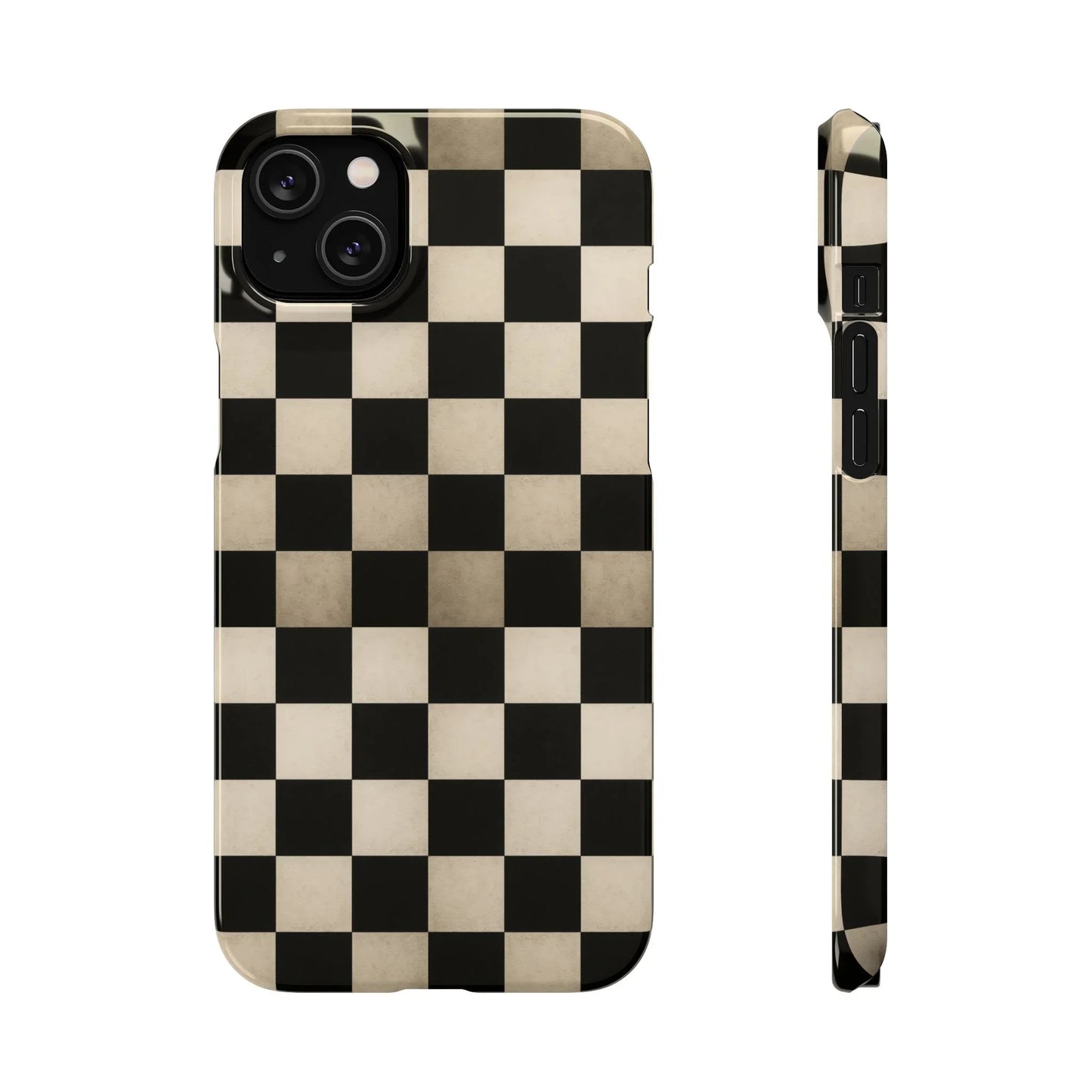 Stylish Matte Checker Phone Case for iPhone 7-16 and Samsung Galaxy S10-S24 Models - KarArmDesign