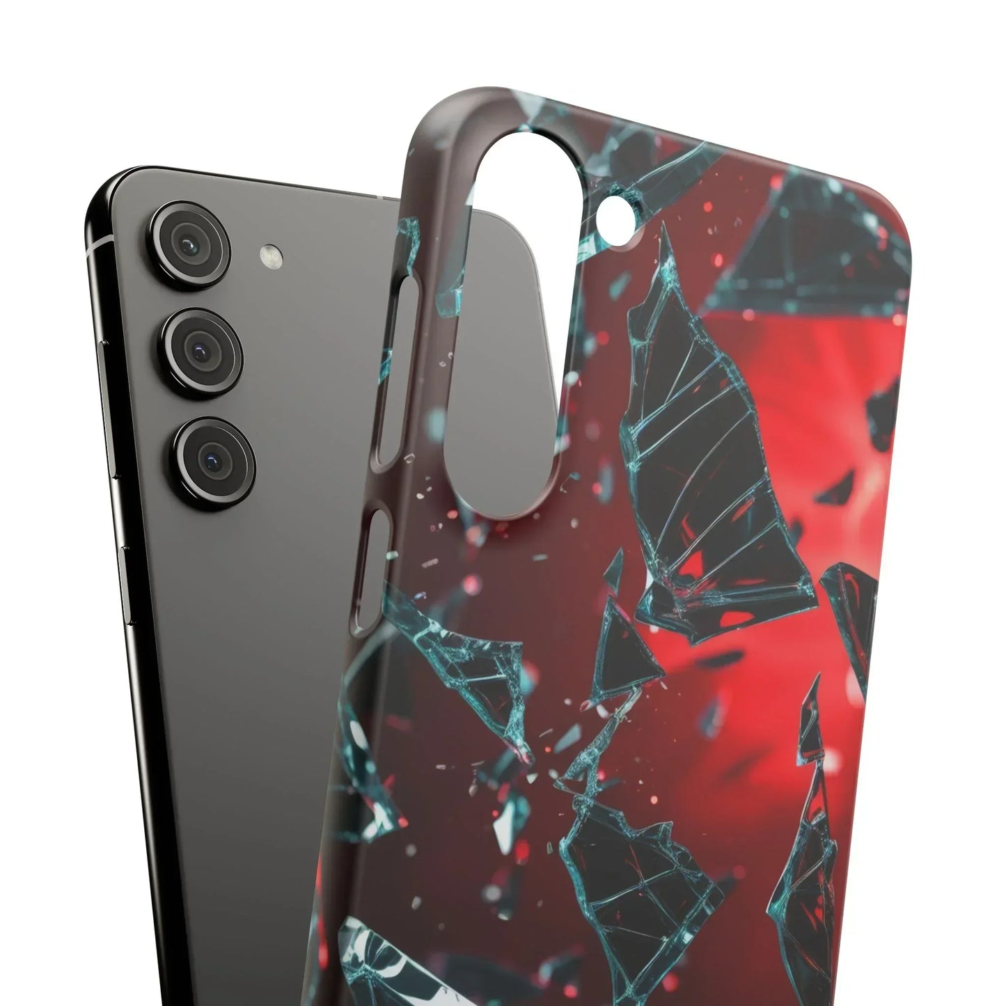 "Crimson Impact" Realistic Glass Shard Snap Phone Case for iPhone 7-16 and Samsung Galaxy S10-S24 Models - KarArmDesign