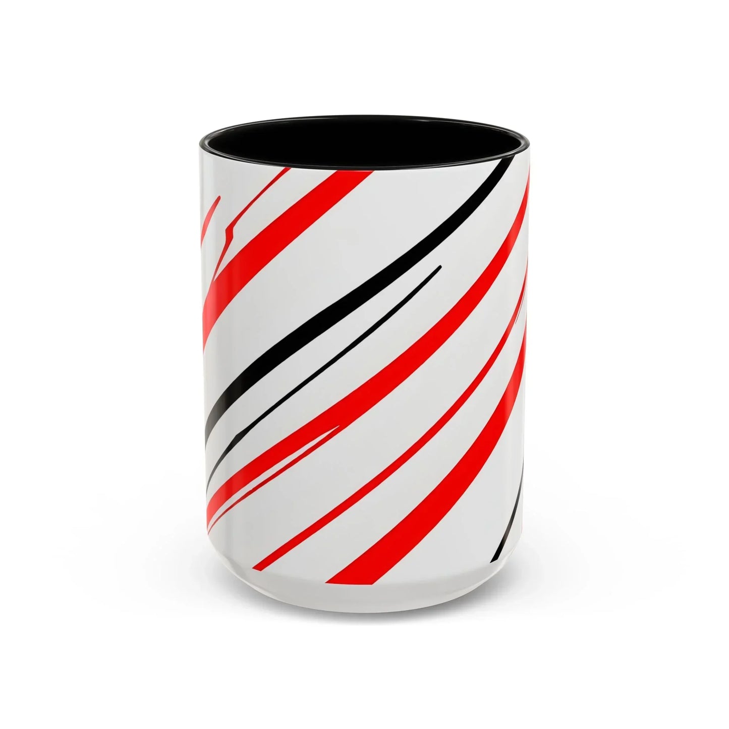 Bold Elegance – Red & Black Swirl Accent Coffee Mug - KarArmDesign