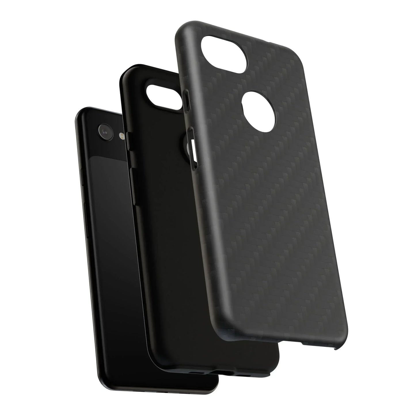 Black Carbon Phone Case Tough Case for iPhone 8-16 and Google Pixel up to 9 Models - KarArmDesign