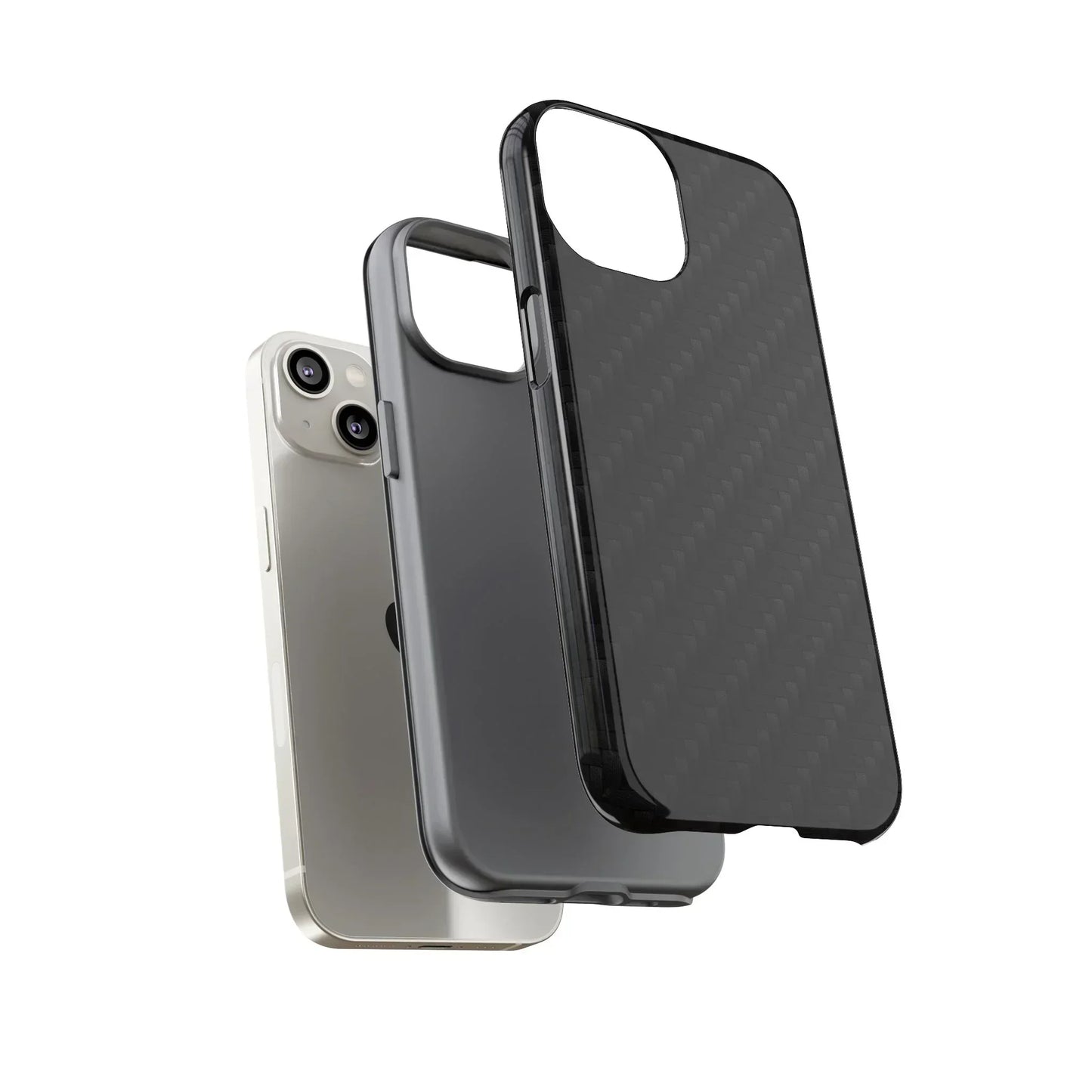 Black Carbon Phone Case Tough Case for iPhone 8-16 and Google Pixel up to 9 Models - KarArmDesign