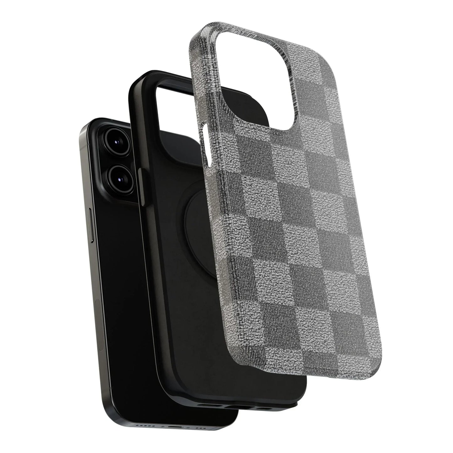 Gray Checkered Phone Case for iPhone 12-16 and Galaxy S21-S22 Models - KarArmDesign