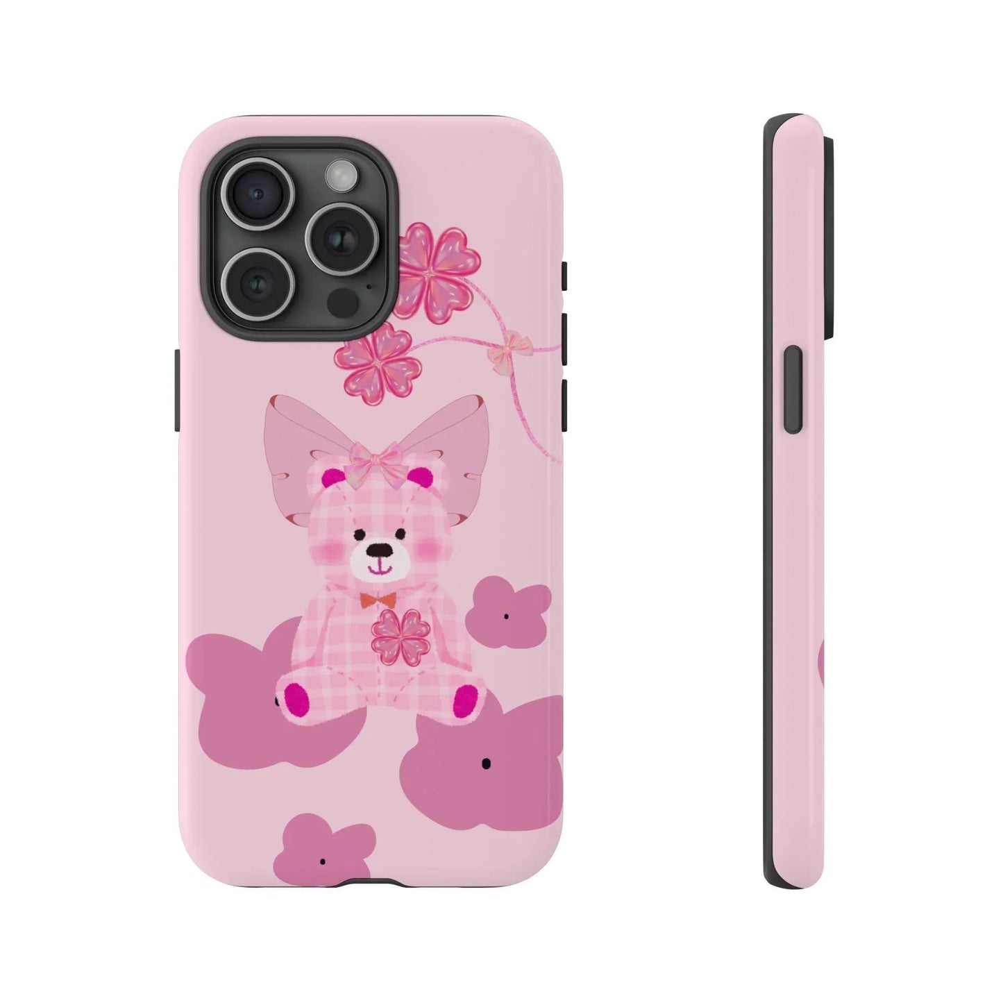 Pink Teddy Bear Phone Cases for iPhone, Pixel and Galaxy Models - KarArmDesign